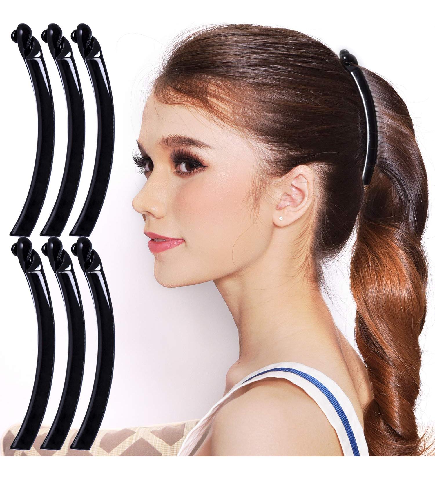 RC Roche Ornament 6 Pcs Thin Banana Ponytail Holder Clasp Clip Medium Black - Women's Hair Accessory Pack - Buy Online on GoSupps.com