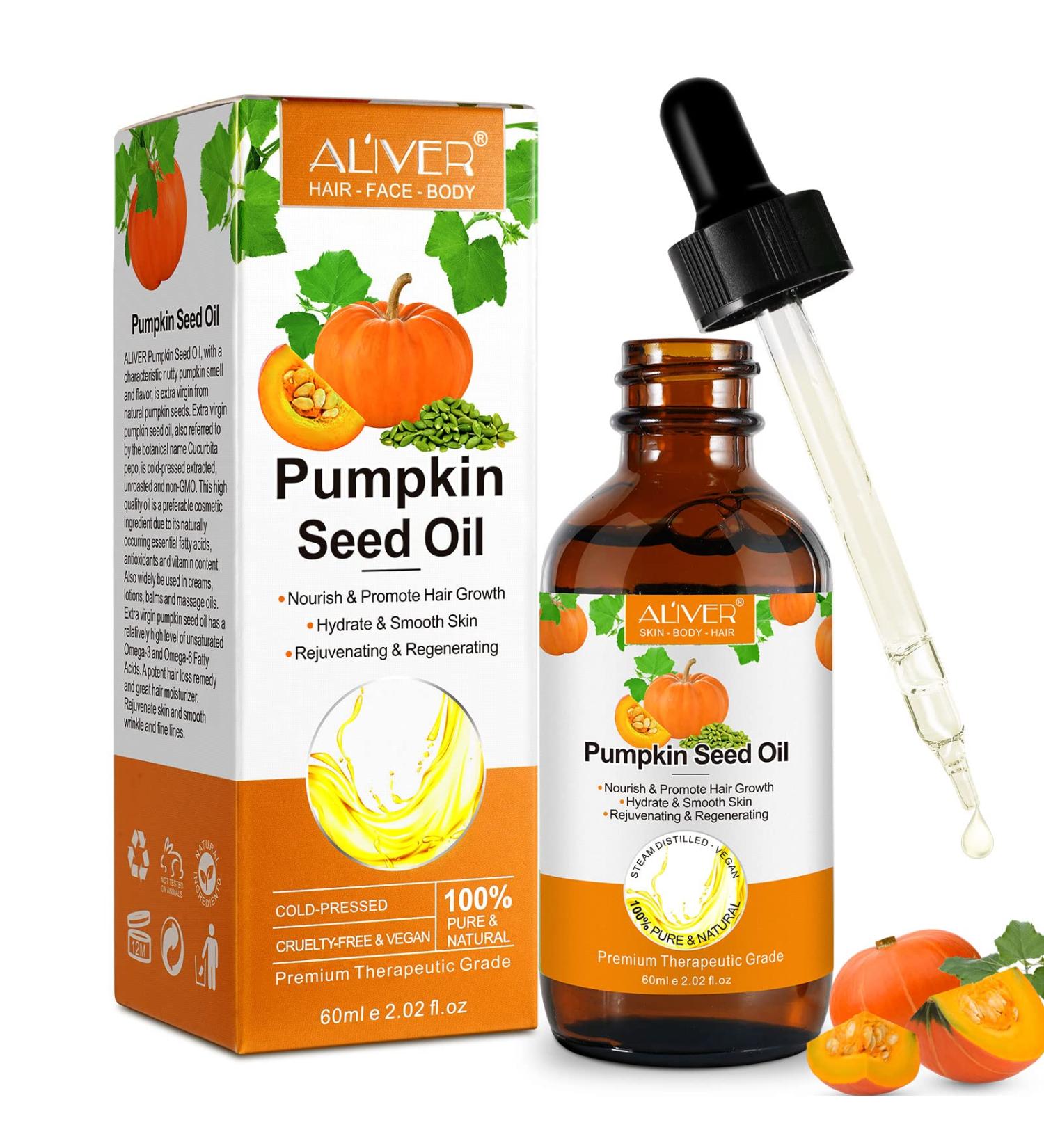 Organic Pumpkin Seed Oil for Hair Growth - 60ml | Eyebrow, Eyelash & Skin Care - Buy Online on GoSupps.com
