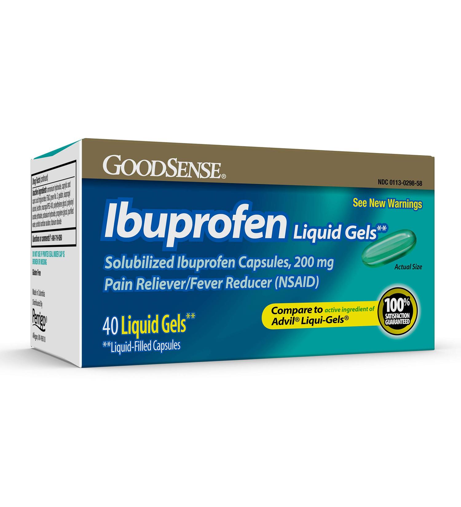 GoodSense Ibuprofen Liquid Gels 200 mg Pain Reliever/Fever Reducer - 40 Count (Pack of 1) - Buy Online on GoSupps.com