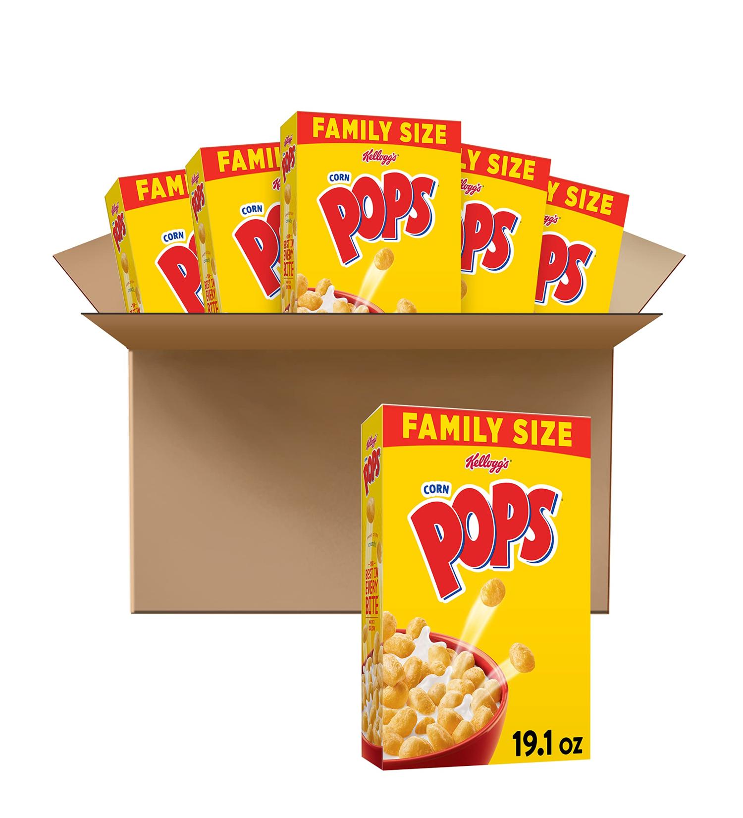 Kellogg's Corn Pops Cereal Family Size 19.1oz Box, Pack of 6 | Original Flavor, Excellent Source of 7 Vitamins and Minerals | 1.19 Pound - Buy Online on GoSupps.com