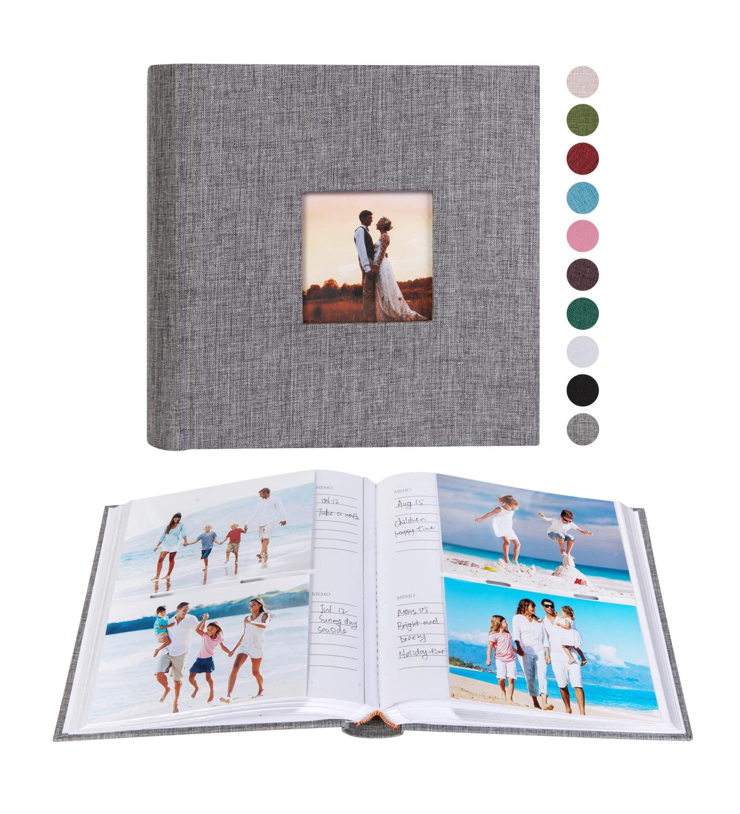 Mublalbum 4x6 Photo Album with Memo Areas - 200 Pockets Gray Linen Cover | Ideal for Wedding, Family, Baby, Vacation Pictures - Buy Online on GoSupps.com