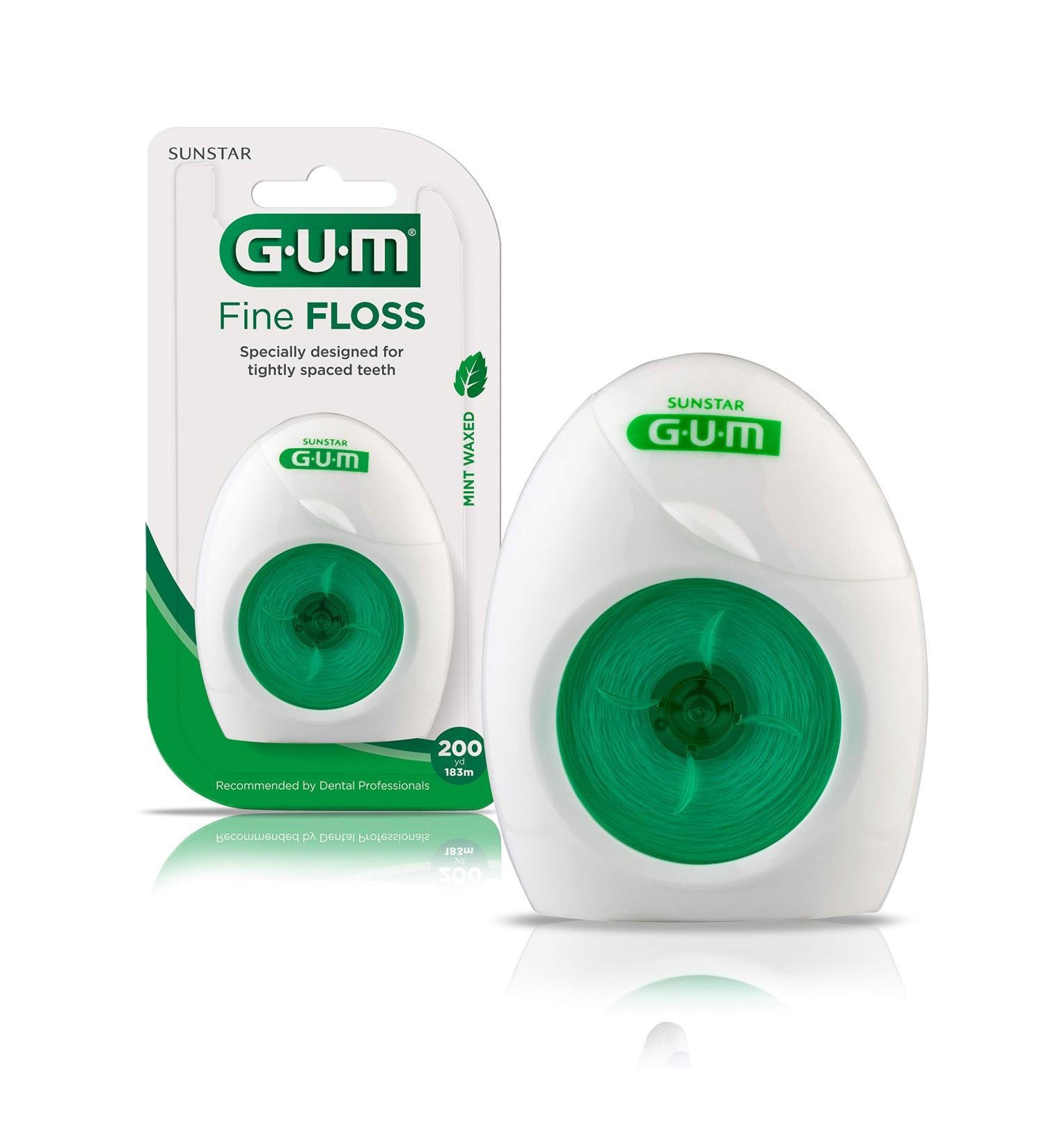 GUM Fine Waxed Dental Floss Mint - 200 Yards (6pk) | Premium Dental Care for Fresh Breath & Optimal Oral Health - Buy Online on GoSupps.com