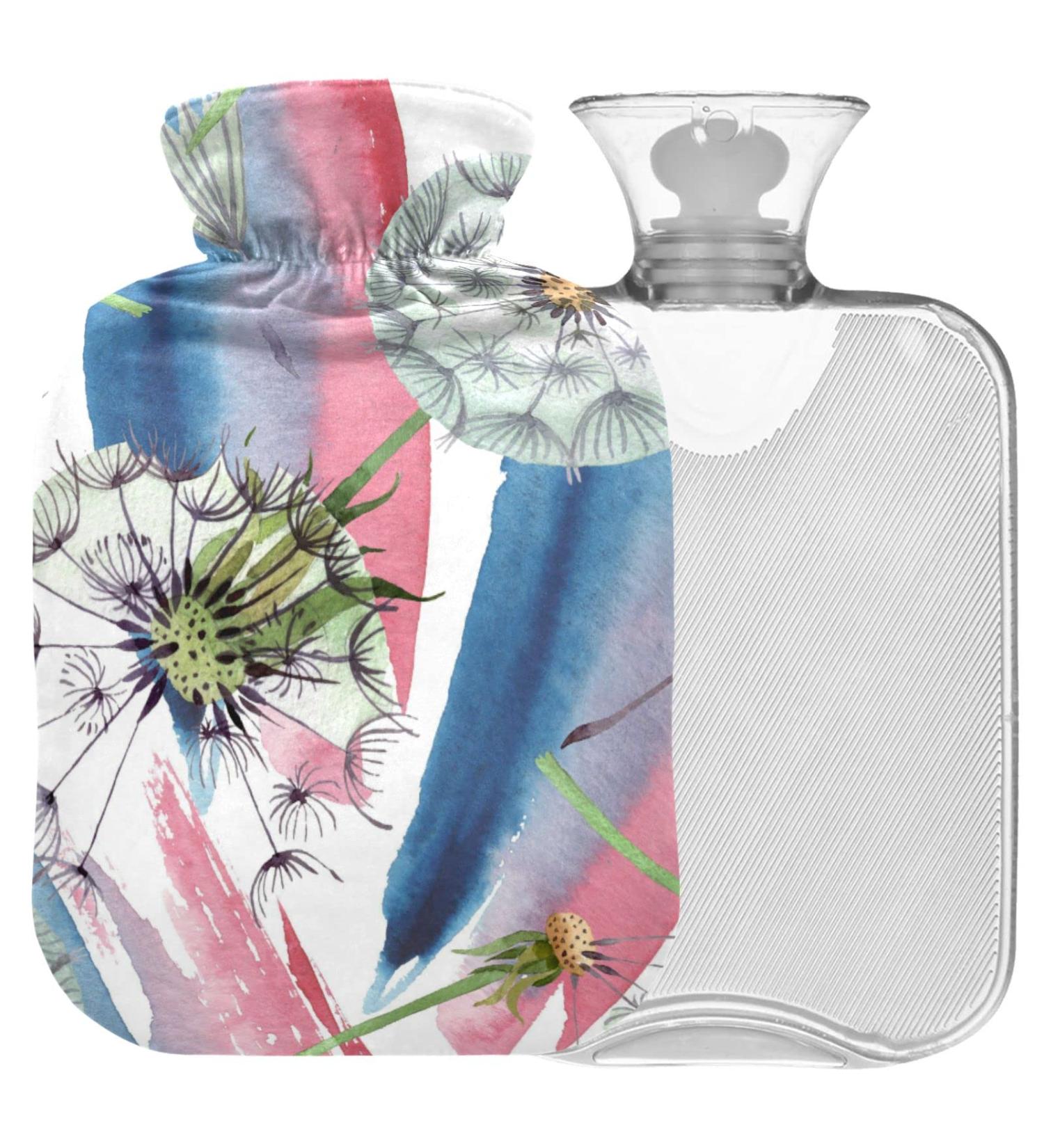 NAANLE Hot Water Bottle with Watercolor Flower Cover - 2L Large Heat & Cold Therapy for Menstrual Cramps Pain Relief Hand & Feet Comfort - Buy Online on GoSupps.com