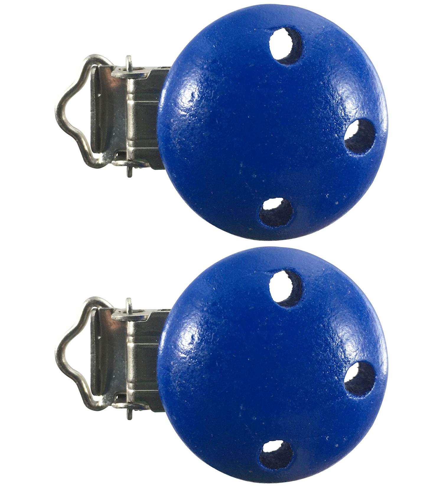 Pollutant-Free Wooden Pacifier Clips - Blue Color Set of 2 | Baby Clip for Safe Eco-Friendly Teething - Buy Online on GoSupps.com