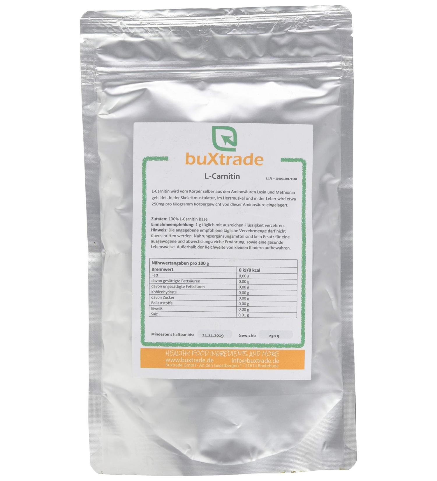 250g L-Carnitine Base Powder | 100% Pure Amino Acid | Buy Online | Buxtrade - Buy Online on GoSupps.com