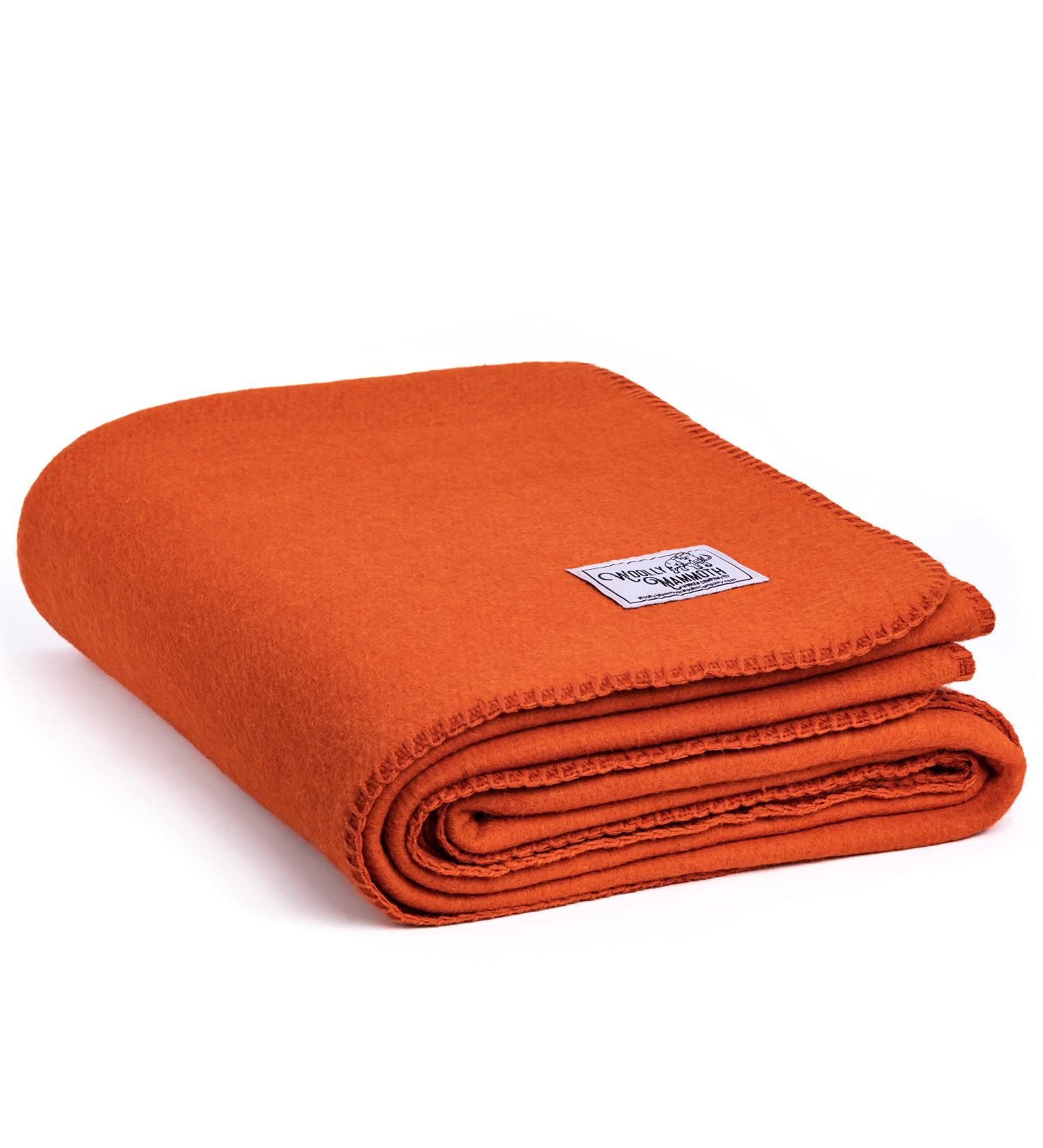 Large Woolly Mammoth Merino Wool Blanket - 66 x 90 - 4LBS - Orange | Camp & Emergency Blanket for Cold Weather & Outdoor Adventures - Buy Online on GoSupps.com