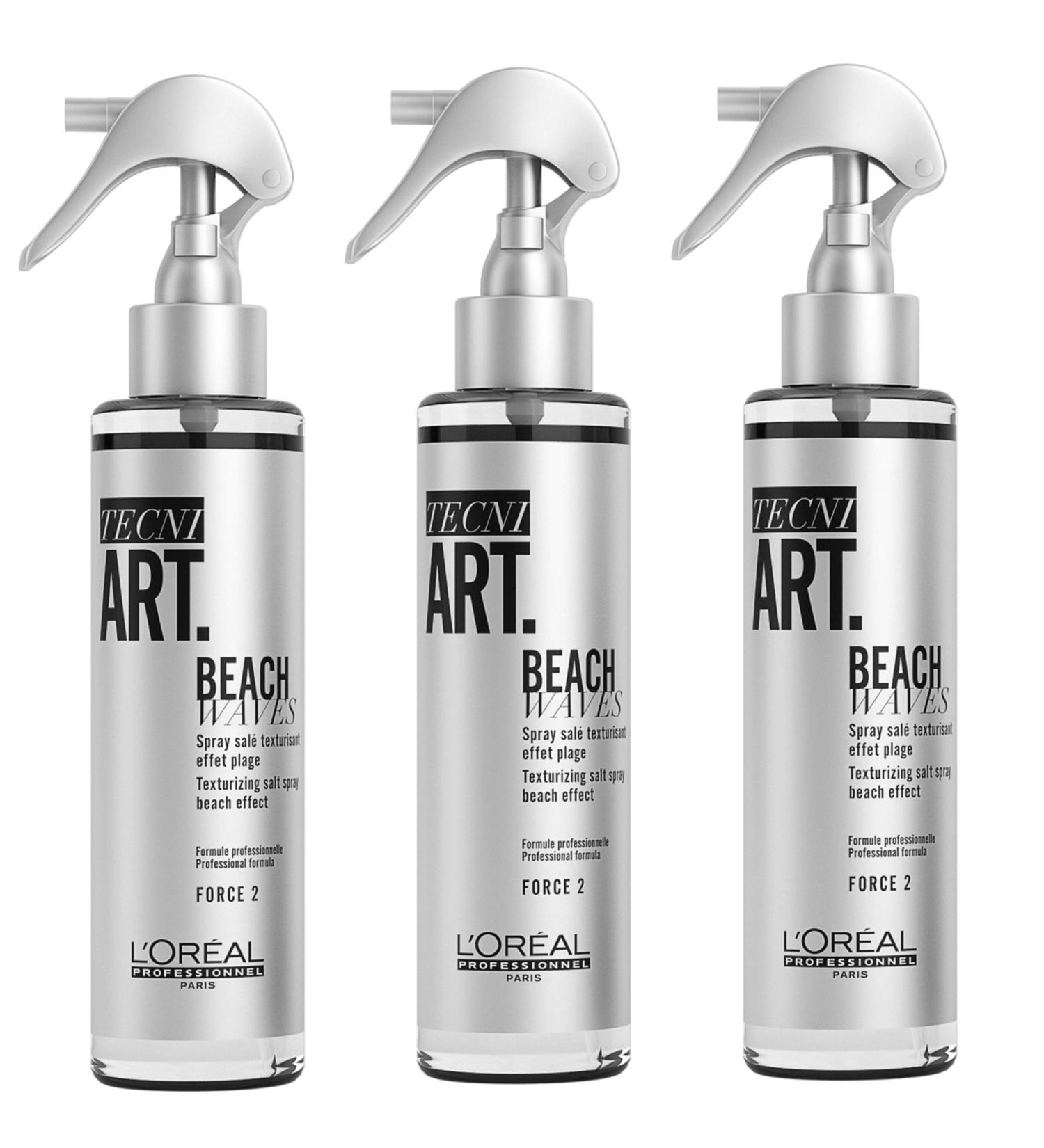 Beach Waves Force 2 Tecni Art L'Oréal Professionnel Texturizing Salt 150ml 3 Pack