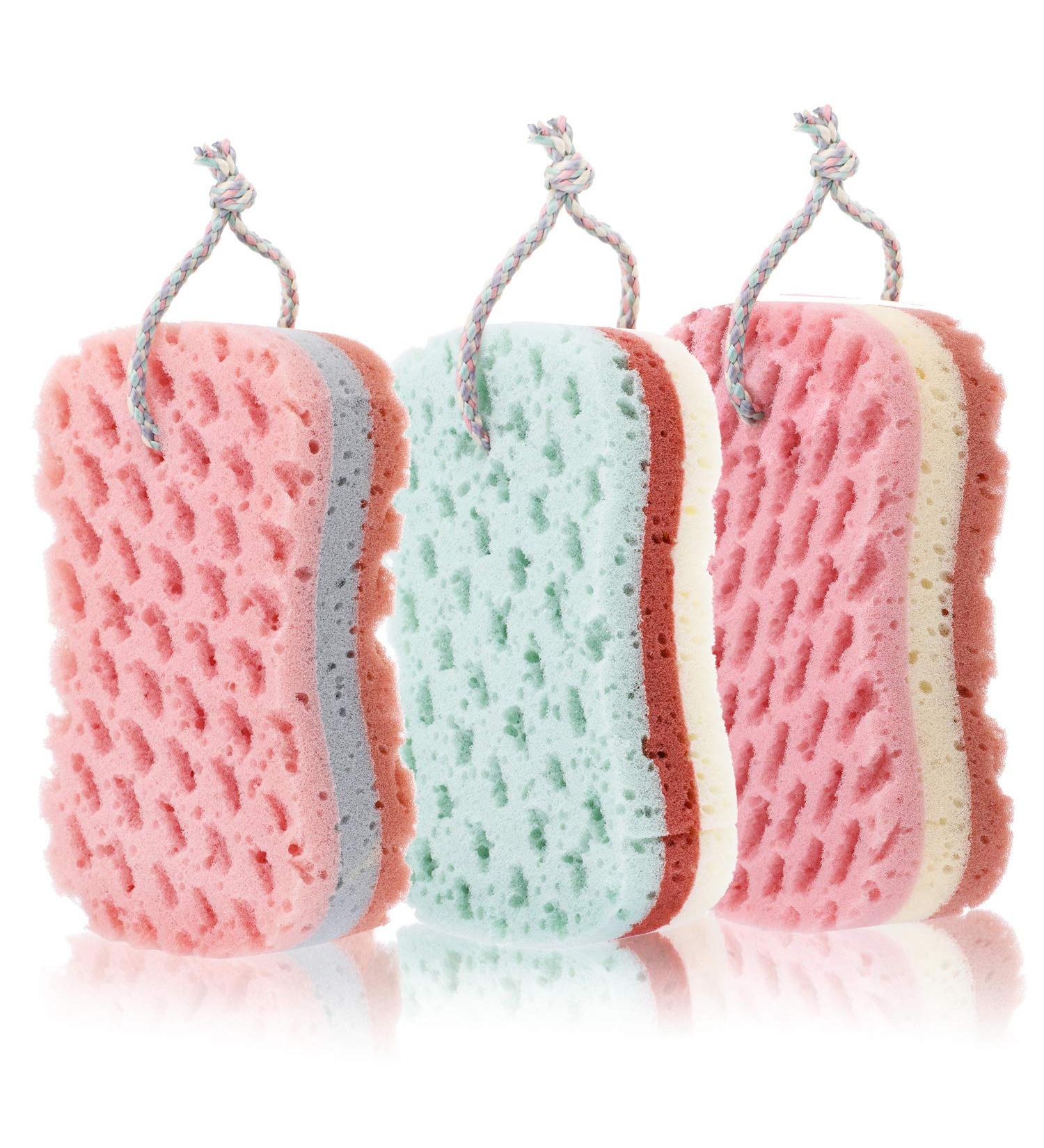 3-Piece Bath Sponge Set | Soothing Shower Sponges for Cleaning & Exfoliating | International Shipping - Buy Online on GoSupps.com