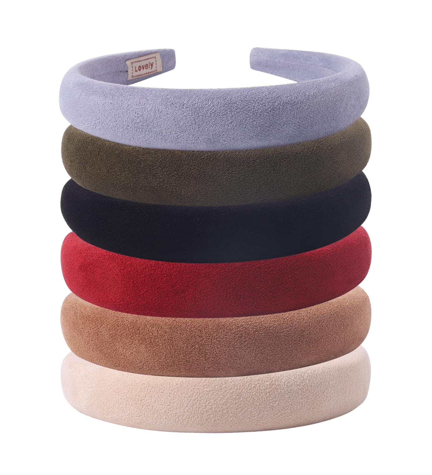 Velvet Padded Headbands for Women - 6Pcs Set, Girls Teens Fashion Headwear - Solid Colors, One Size - Buy Online on GoSupps.com