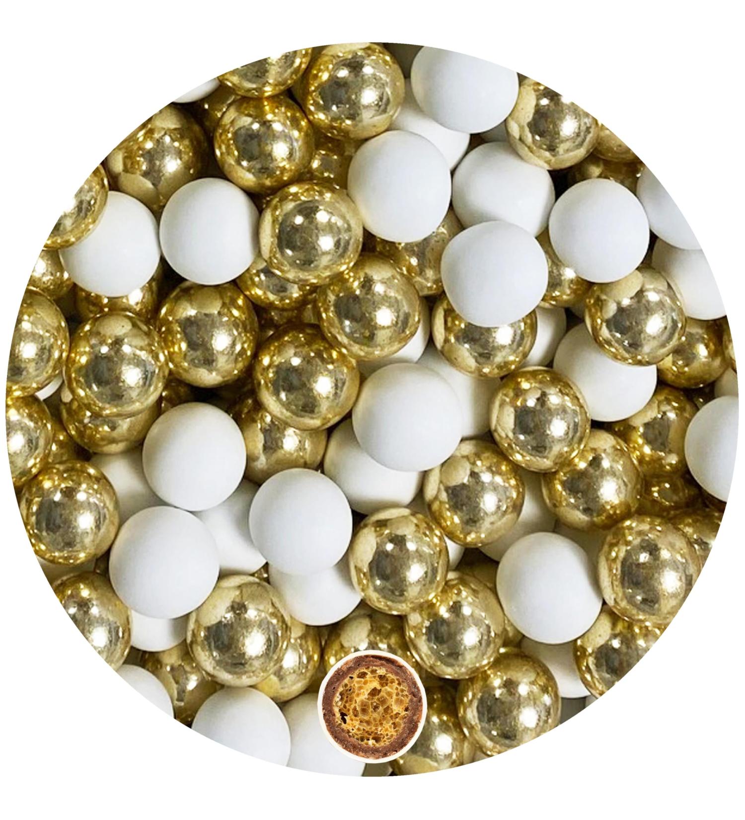 700g Crispy White-Gold Chocolate Balls - Perfect Guest Gifts for Weddings Baptisms & Communions - Mini Mix for Candy Bars & Nikah ekeri - Buy Online on GoSupps.com