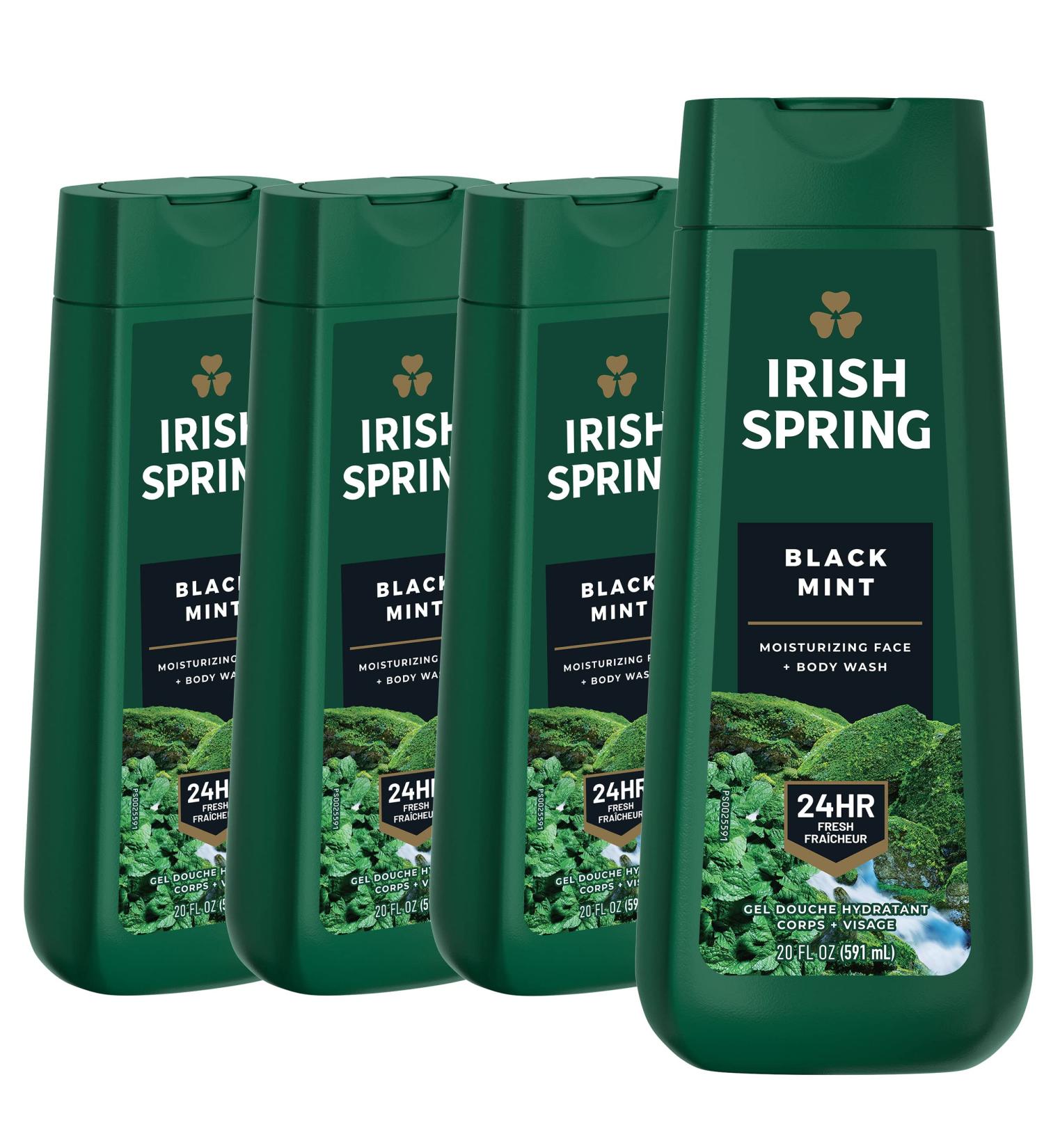 Irish Spring Black Mint Body Wash for Men 20 Fl Oz - Pack of 4 - Buy Online on GoSupps.com