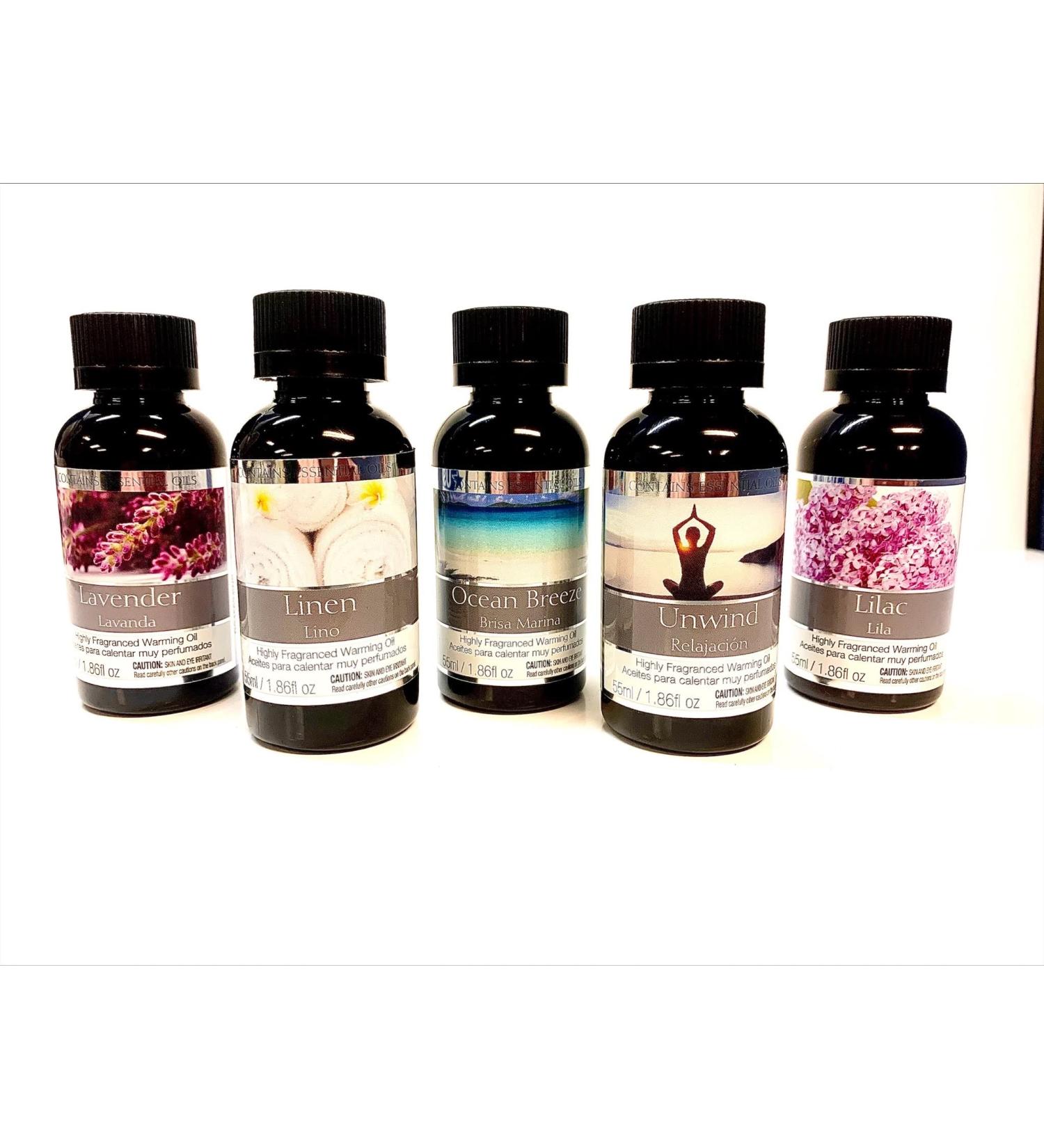 Buy Hosley Set of 5 Assorted Fragrance Warming Oils (55ml) - Lavender Linen Ocean Breeze Unwind Lilac | Ideal for Spa Meditation & Wellness - Buy Online on GoSupps.com