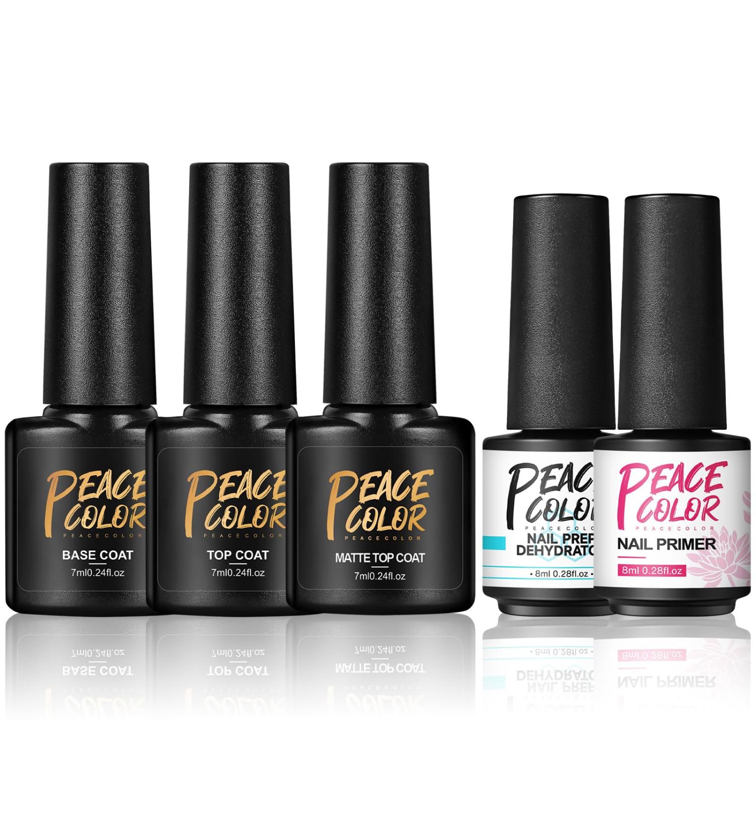 PEACECOLOR 7ML Base and Top Coat Matte Top Coat 8ML Nail Prep Dehydrator and Primer Kit Shine Glossy Finish Long Lasting for DIY Nail Art Design at Home Beauty Gifts color 201 - Buy Online on GoSupps.com