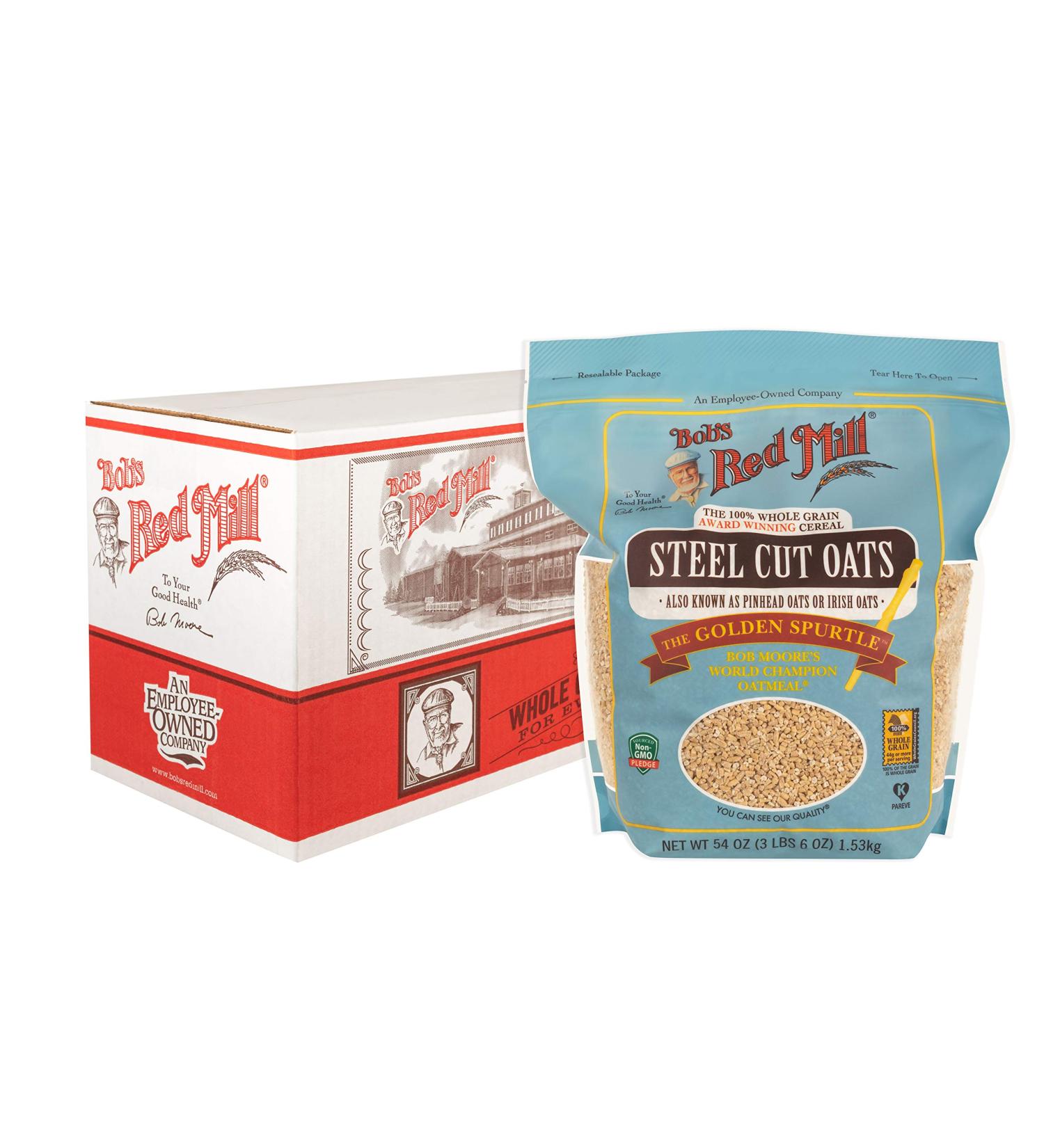 Bob's Red Mill Steel Cut Oats 54 oz (Pack of 4) - Resealable Breakfast Cereal - Buy Online on GoSupps.com