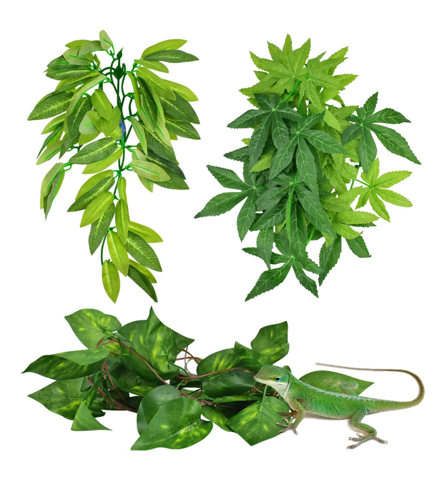 ERKOON Artificial Plastic Plant 3 Pieces Set Reptile Habitat and Aquarium Fish Terrarium Decor - Buy Online on GoSupps.com