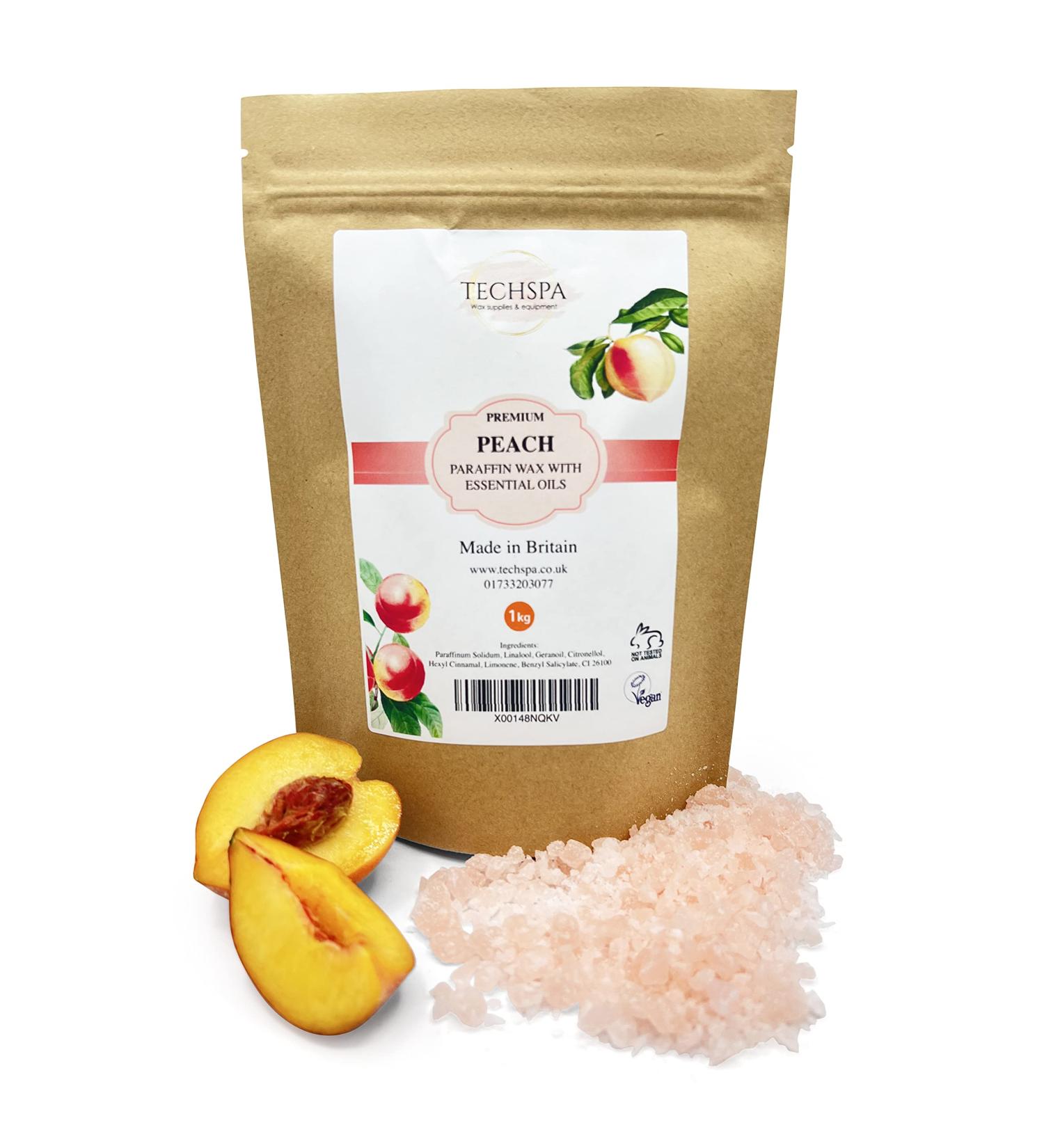 Techspa Peach Paraffin Wax 1kg: Skin Therapeutic Treatment for Hands & Feet with Essential Oils - Made in UK - Buy Online on GoSupps.com