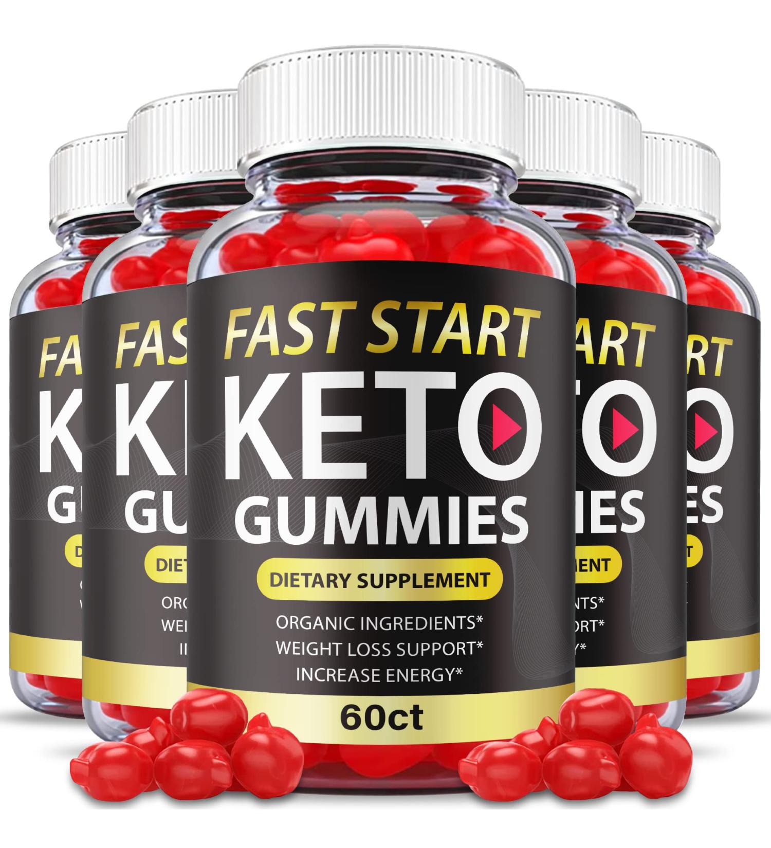 Fast Start Keto ACV Gummies - 5 Pack Vegan Non GMO Formula with Vitamin B12 & B6 - 300 Gummies - Buy Online on GoSupps.com