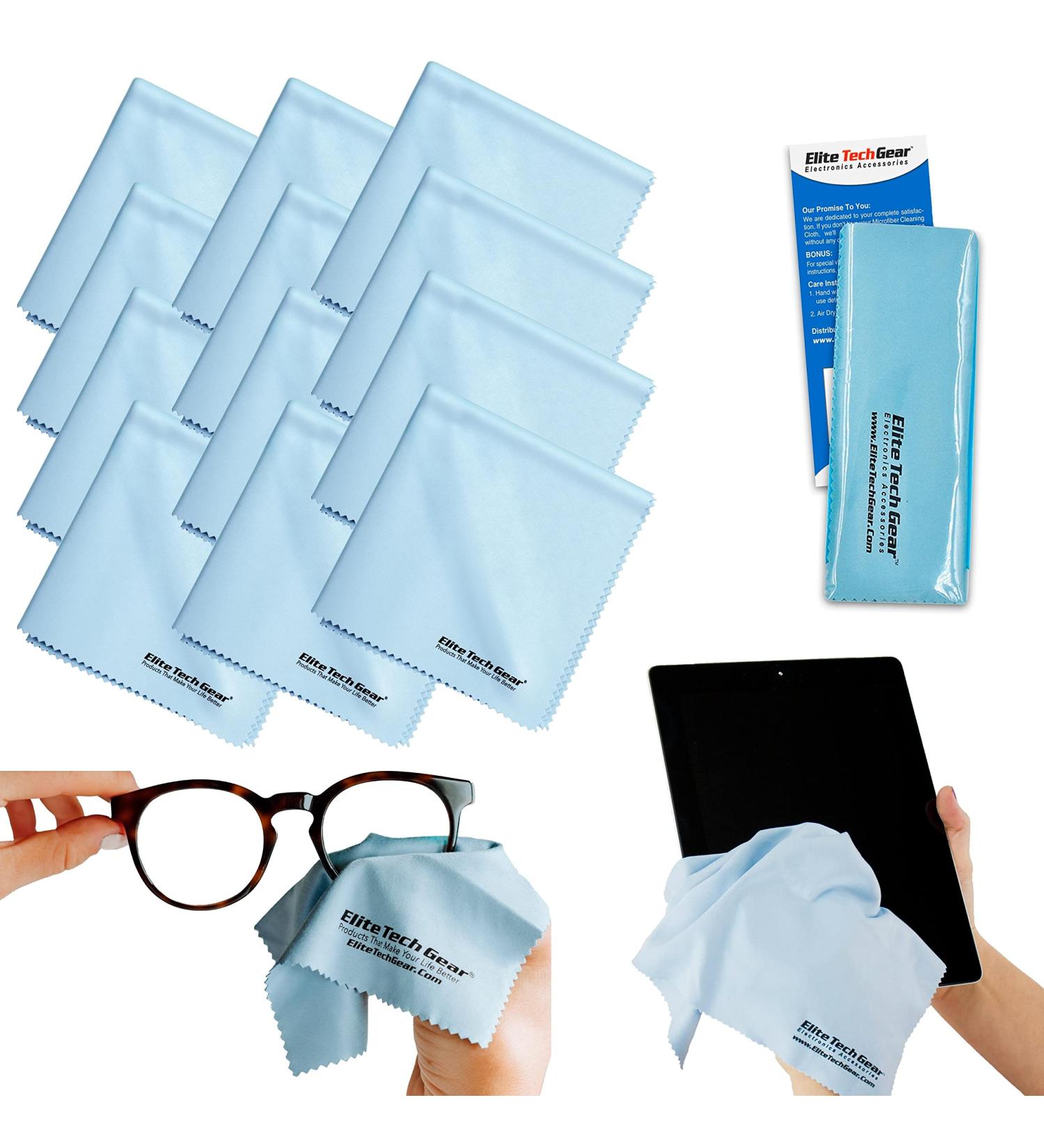 Elite Tech Gear Microfiber Cloth 12-Pack | Oversized 12x12 Washable Cleaning Cloths for Glasses Electronics & Screens - Durable High-Tech Quality - Buy Online on GoSupps.com