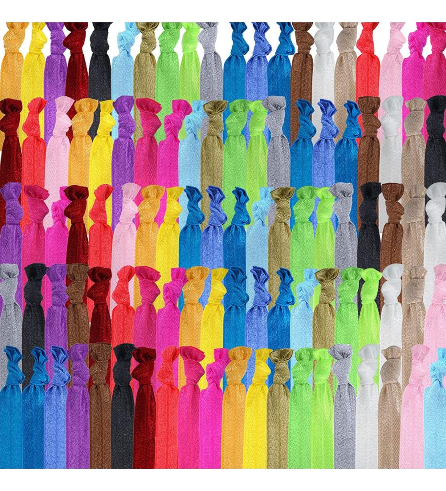 100pcs Colorful Elastic Hair Ties - No Crease Ponytail Holders for Women & Girls - Buy Online on GoSupps.com