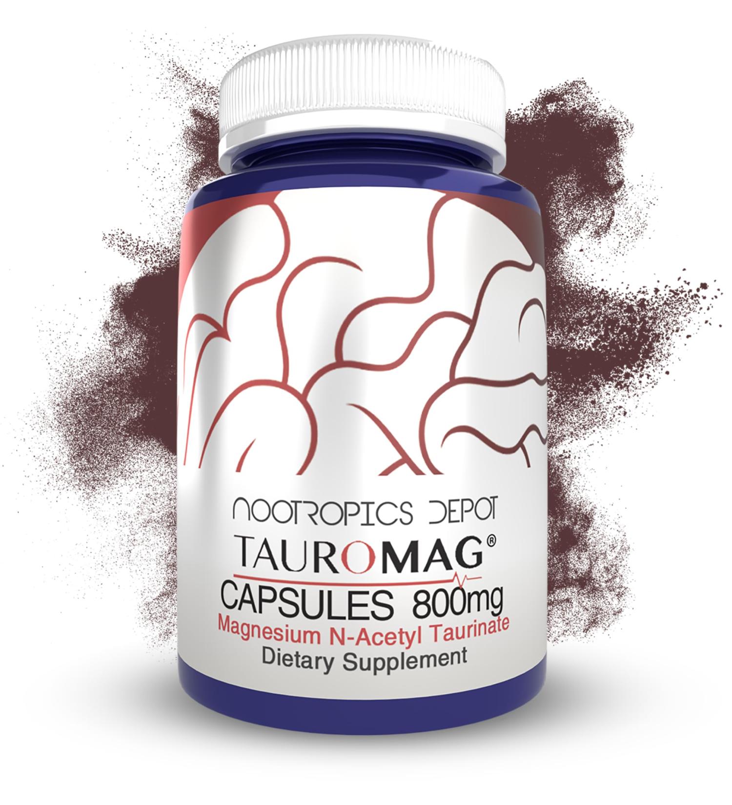 Nootropics Depot Tauromag Capsules | 800mg Magnesium N-Acetyl Taurinate | 30 Count 30 Count (Pack of 1) 30 - Buy Online on GoSupps.com