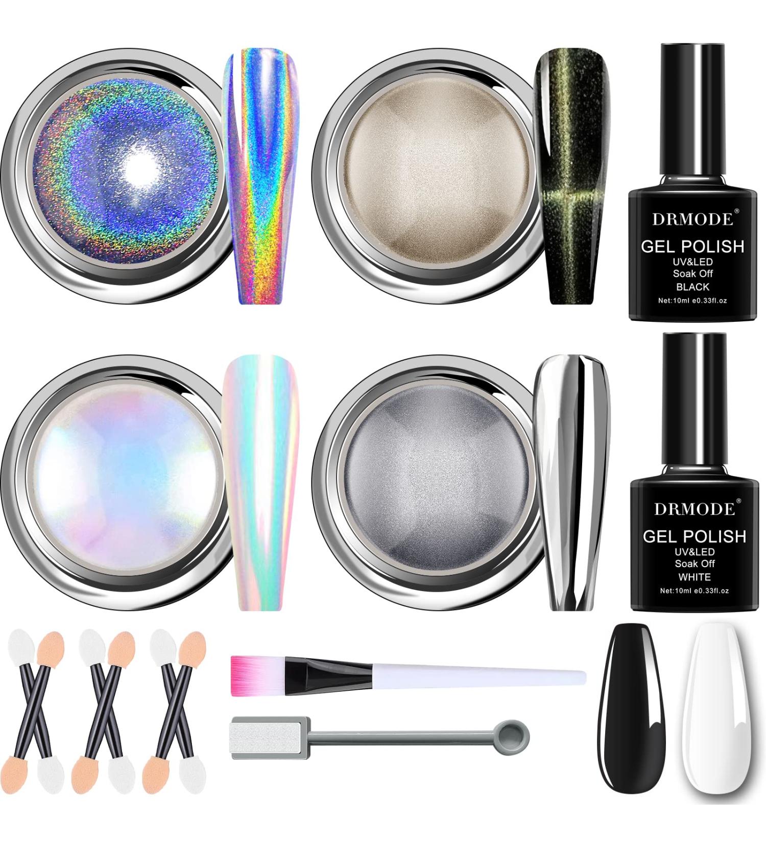 Chrome Nail Powder Gift Set - Holographic Unicorn Rainbow, Aurora Mermaid, Metallic Mirror, Cat Eye - Perfect for Manicure Art - Buy Online on GoSupps.com