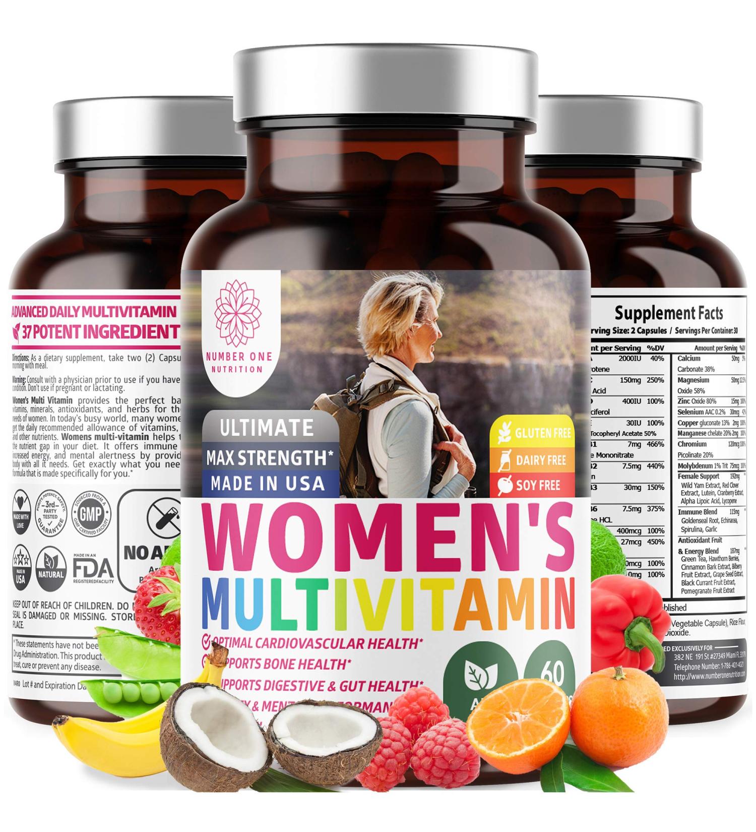 N1N Premium Daily Multivitamins for Women 30+ - Immunity and Energy Boost with 30+ Potent Vitamins, Minerals, and Herbs - 60 Veg Caps - Buy Online on GoSupps.com