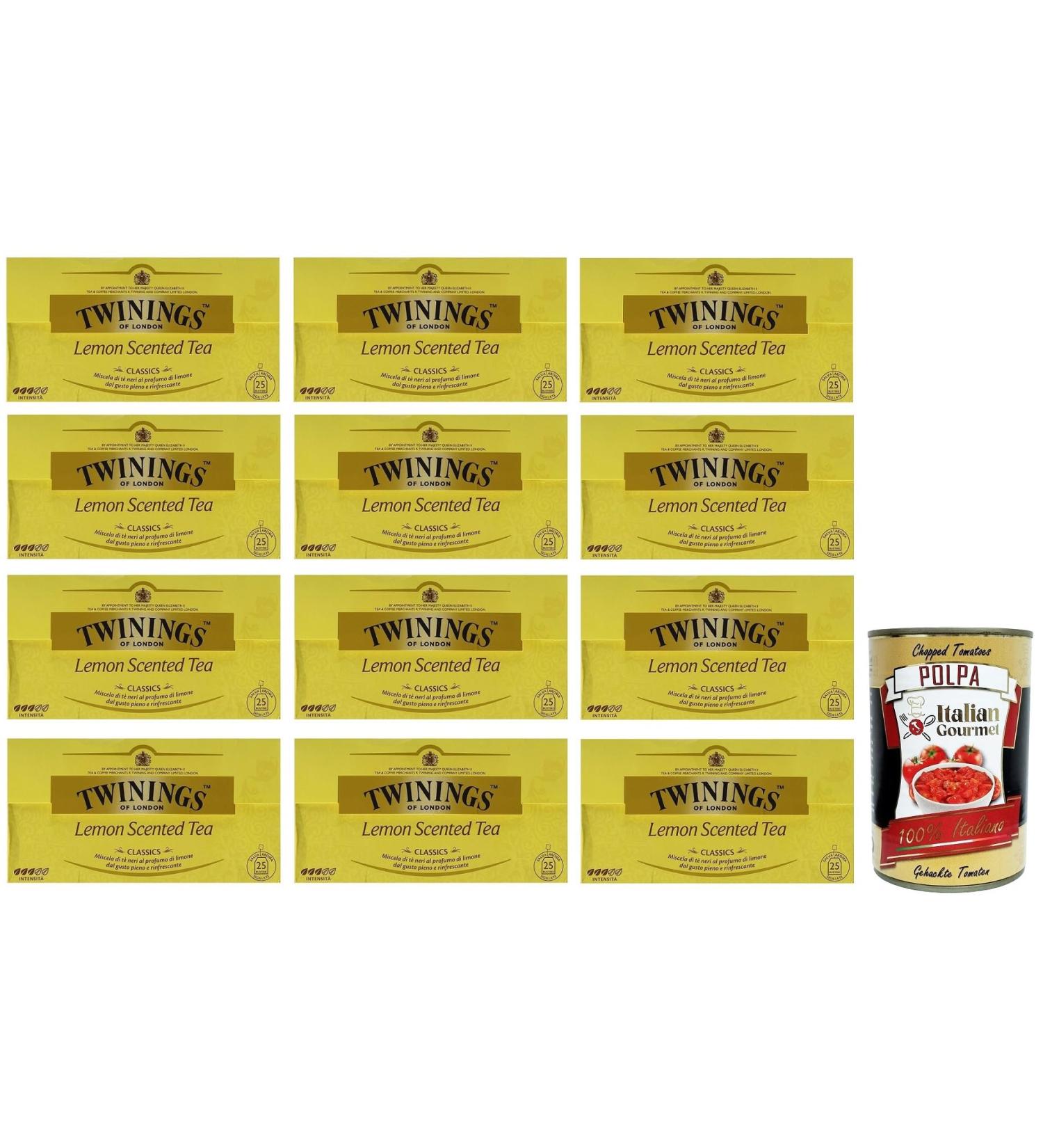  Italian Gourmet E.R. Twinings Lemon Scented Tea 400g Black Lemon Teas with 25 Filters + Gourmet Polpa di Pomodoro Italian Tin - Buy Online on GoSupps.com