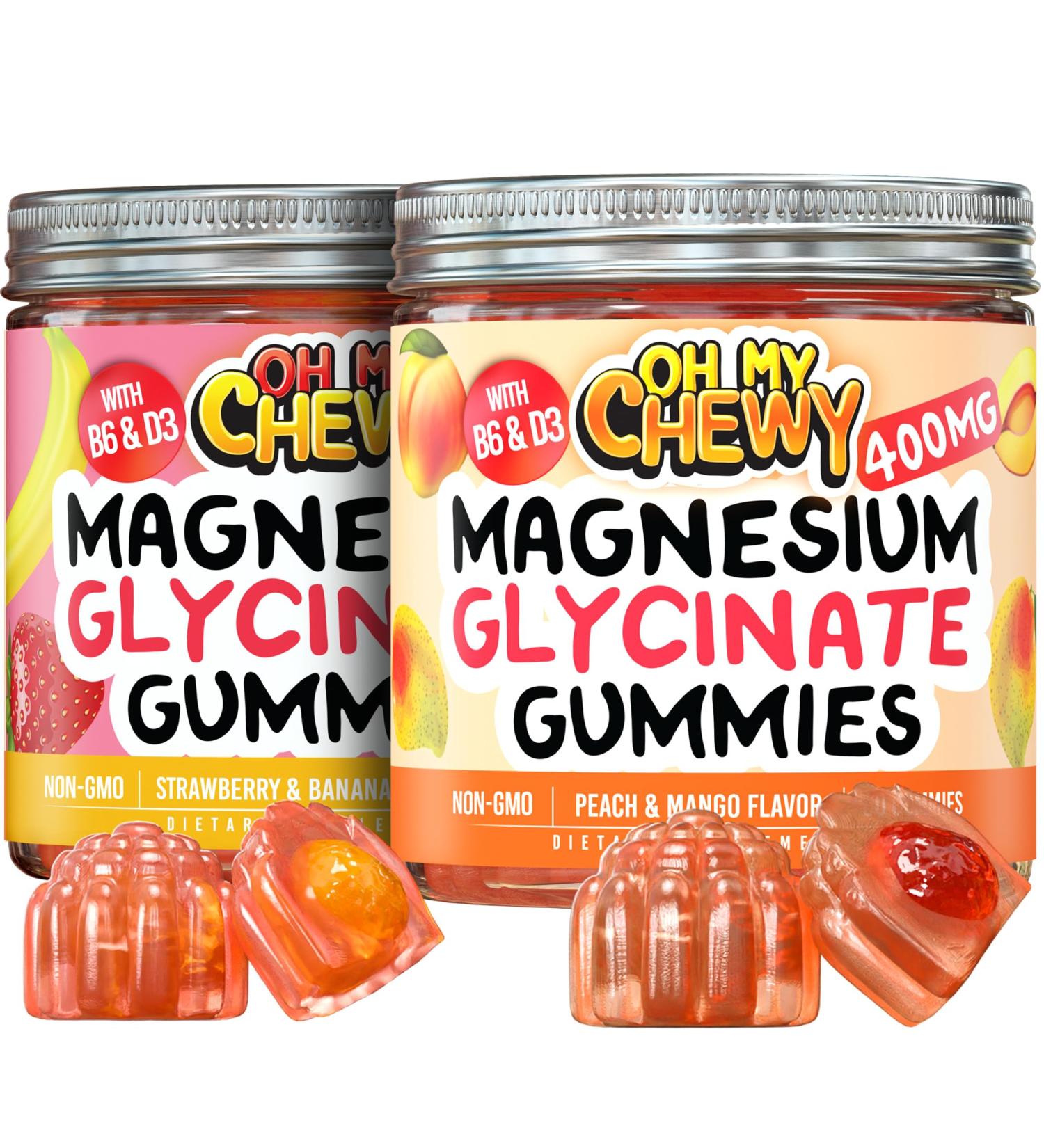 OH MY CHEWY Magnesium Gummies Bundle 2 Bottles (60 Each) Strawberry Banana & Peach Mango - Buy Online on GoSupps.com