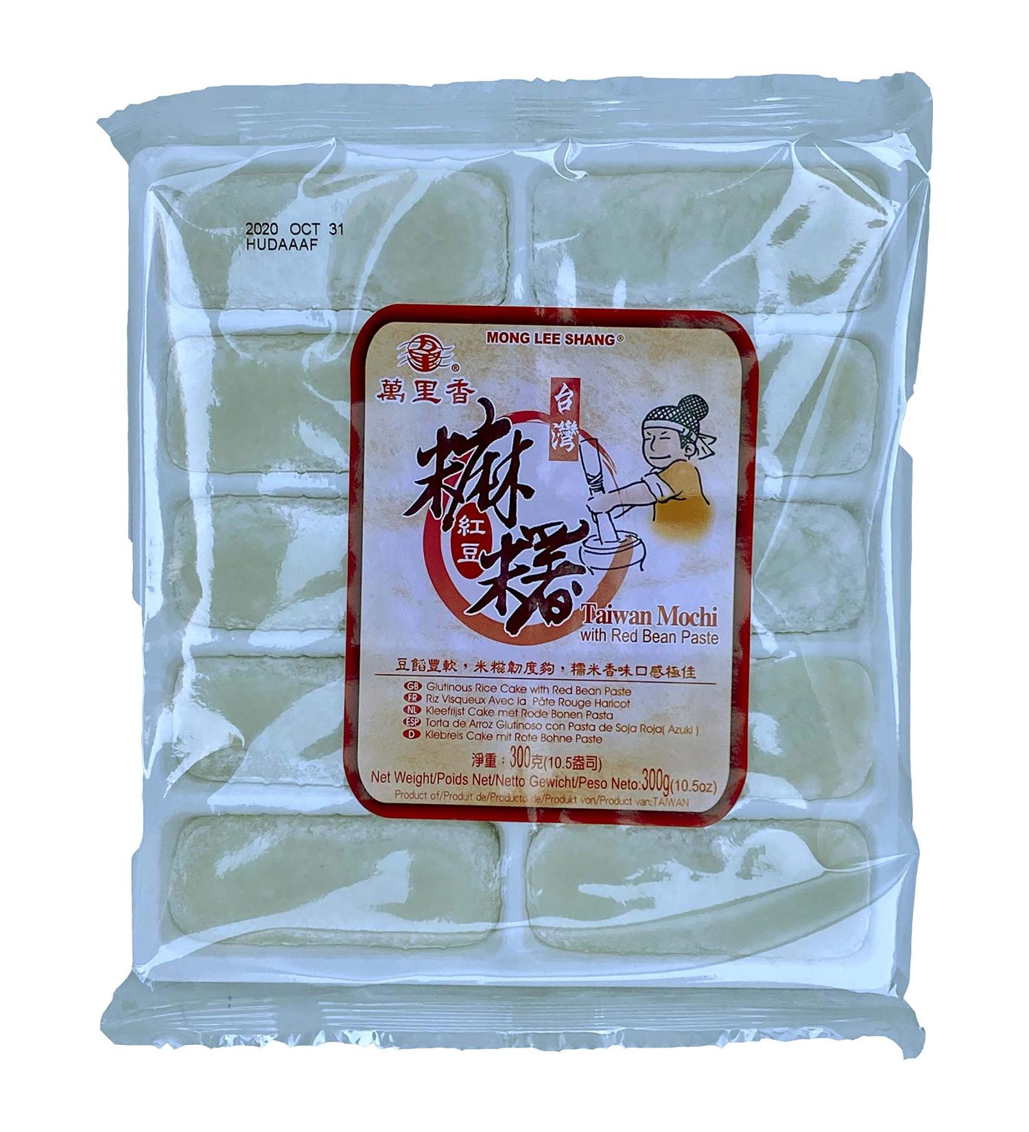 Mong Lee Shang Red Bean Paste Mochi, Mochi Rice Cake, 10.5oz, 10 Pieces