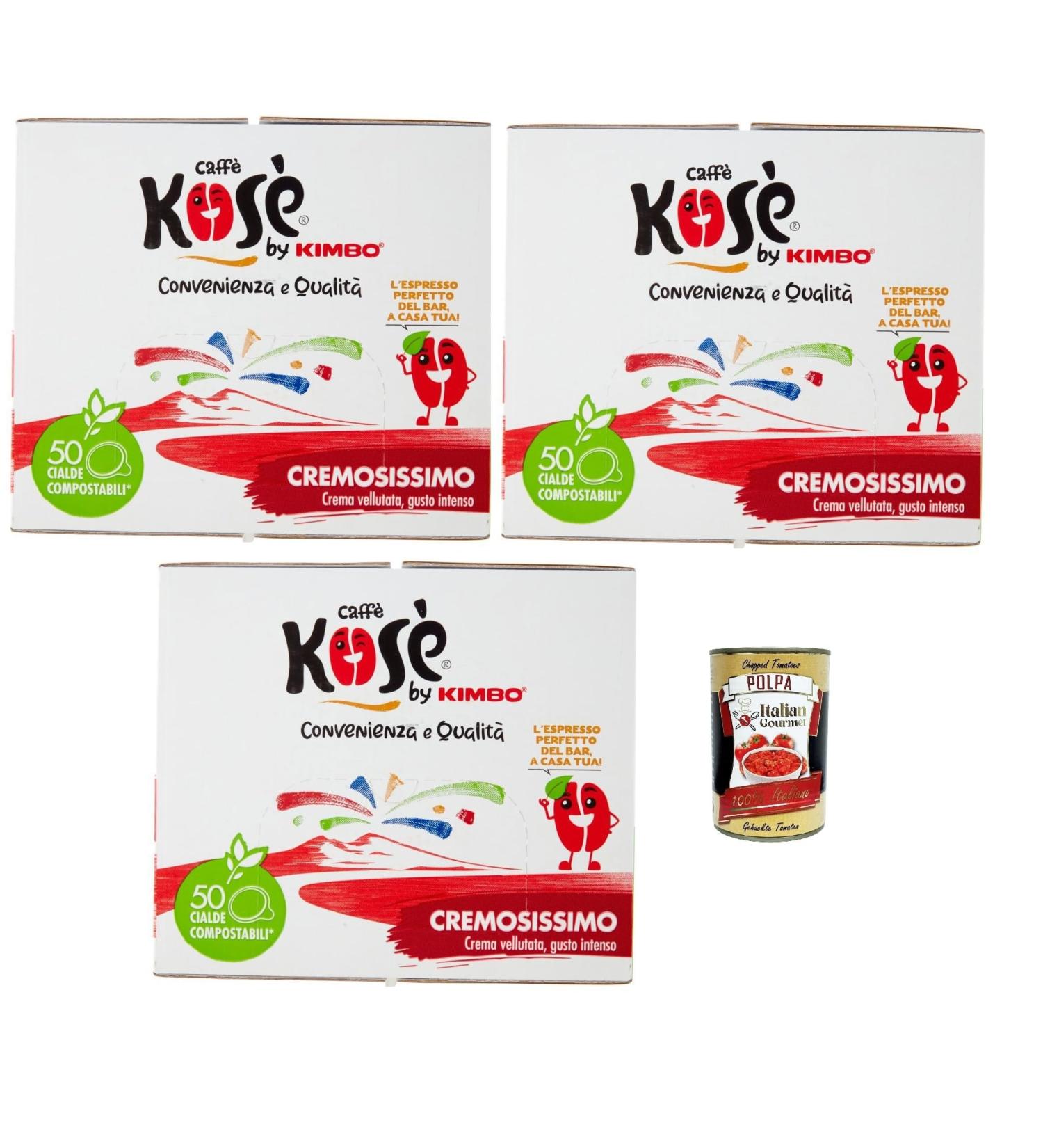 caff Kos Cialde Compostabili Cremosissimo cialde ESE 44mm 3x Box Lot de 50 dosettes de caf + Italian Gourmet polpa 400g - Buy Online on GoSupps.com