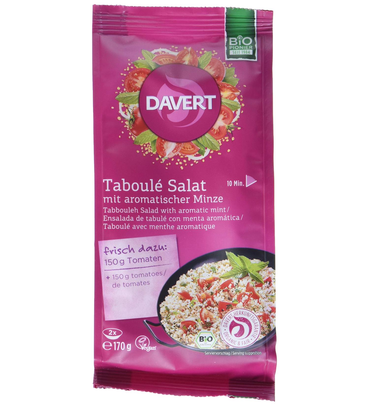 Organic Davert Taboul Salad with Aromatic Mint - Pack of 6 (6 x 170 g) | International Shipping Available - Buy Online on GoSupps.com