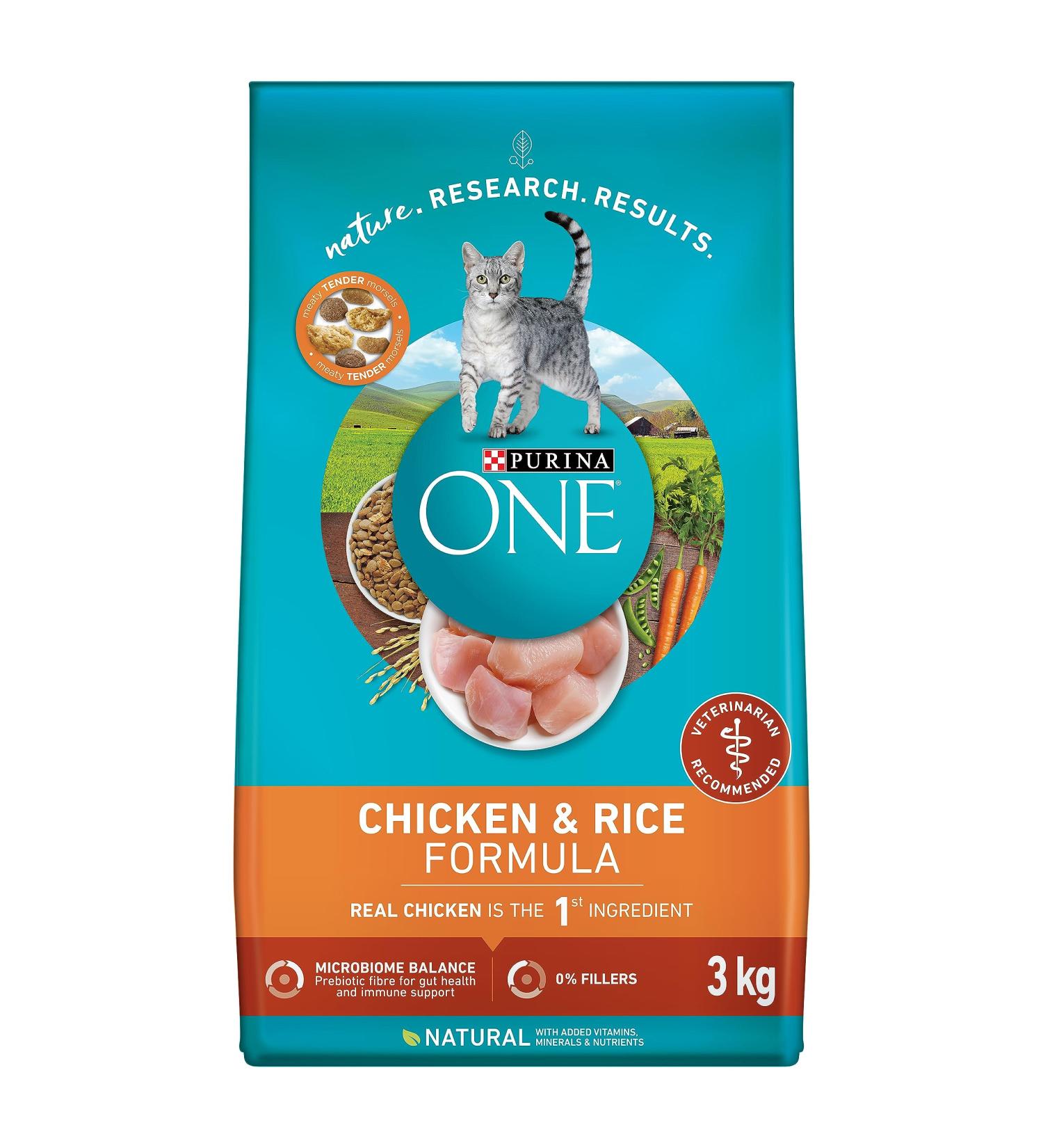 Purina ONE Dry Cat Food Chicken & Rice Formula - 3 kg Bag 3 kg (Pack of 1) Cat Food - Buy Online on GoSupps.com