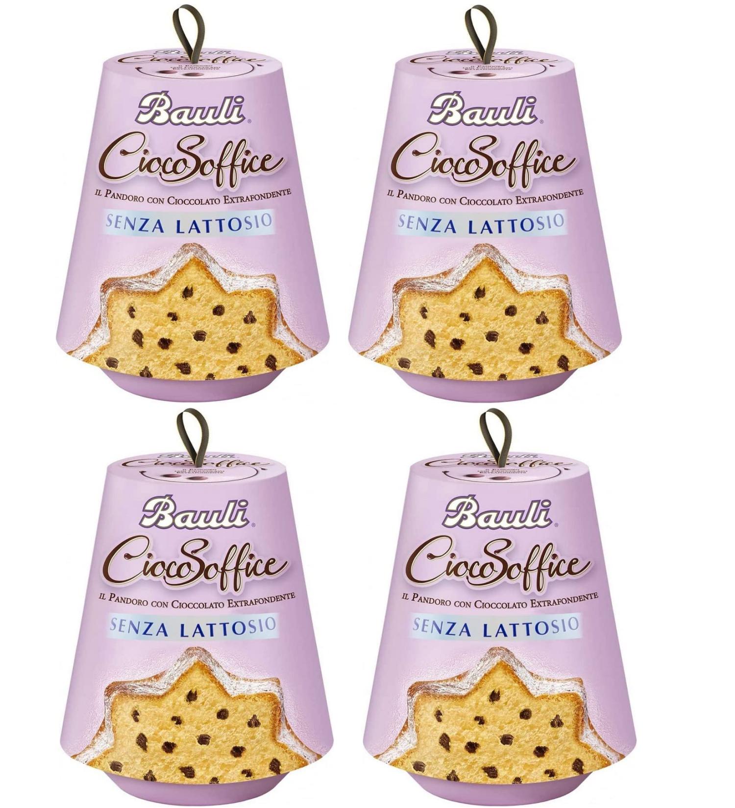 Bauli Bauli CiocoSoffice 700g Lactose Free Christmas Cake with Extra Dark Chocolate Drops Set of 4