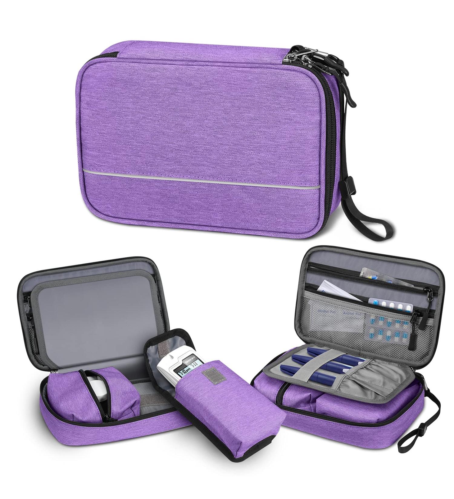 SITHON Diabetic Supplies Organizer Case - Portable & Water Resistant Travel Bag for Insulin Pens, Glucose Meter & More (Purple) - Buy Online on GoSupps.com