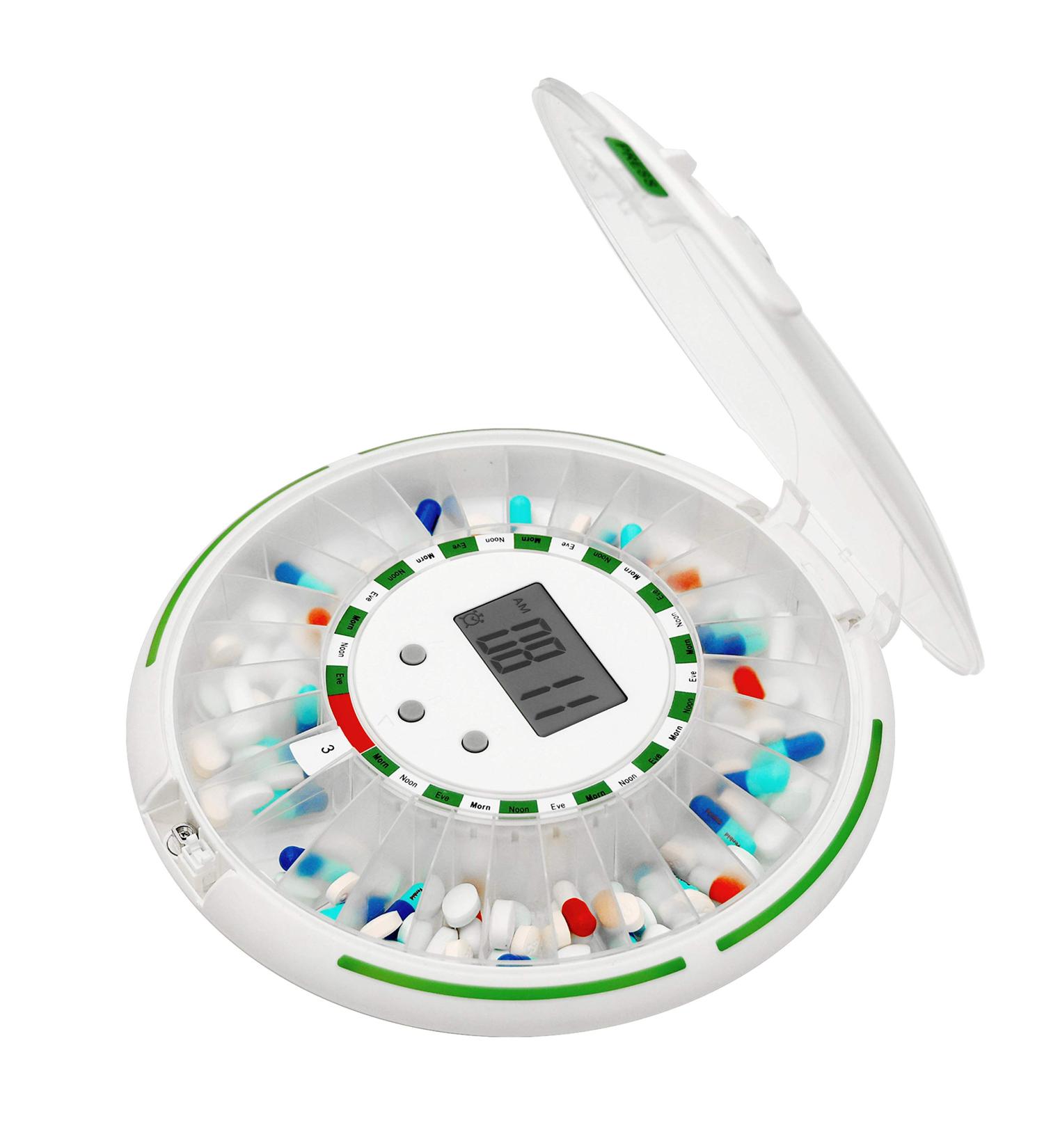EZILIFE Automatic Pill Dispenser with Flashing Light Sound Alarm and Safety Lock 28-Day Electronic Medication Organizer Dispense Vitamins and Tablets Up 6 Times/Day Easy Read Display (Clear) - Buy Online on GoSupps.com