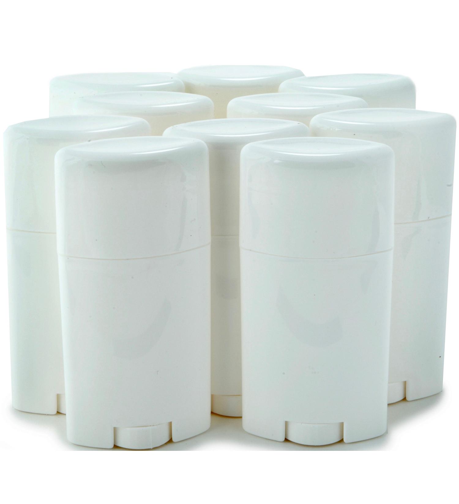 Vivaplex 10 White 2.5 oz Empty Deodorant Containers with Caps - Pack of 10 - Buy Online on GoSupps.com