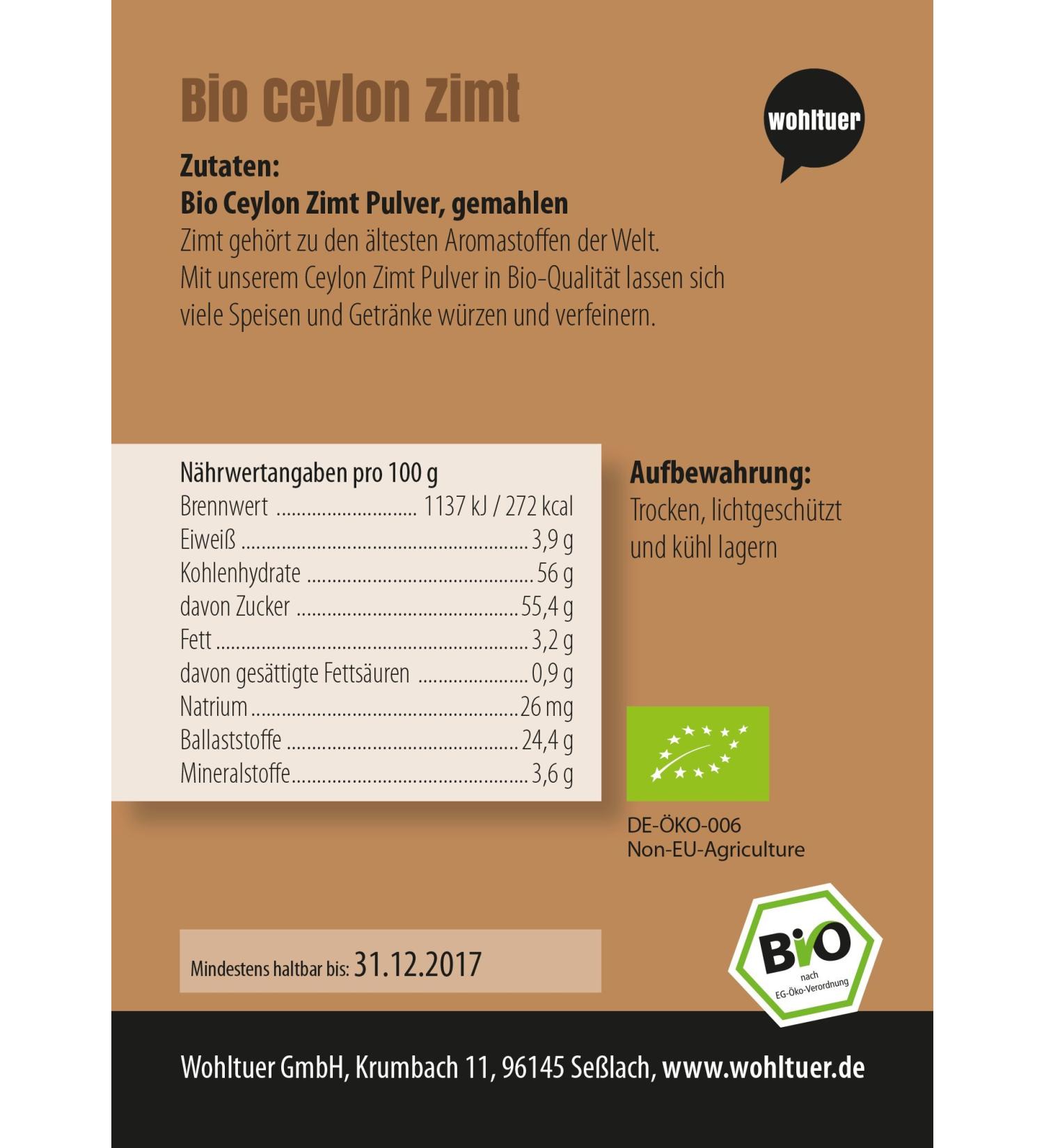 Wohltuer Wohltuer Organic Ceylon Ground Cinnamon Cinnamon Powder | Delicious and Healthy | 100% Pure Natural Product (600 g)