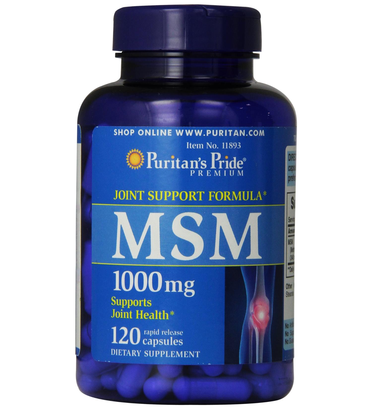 Puritan's Pride MSM Joint Support 1000mg Rapid Release Capsules - 120 Count - Buy Online on GoSupps.com