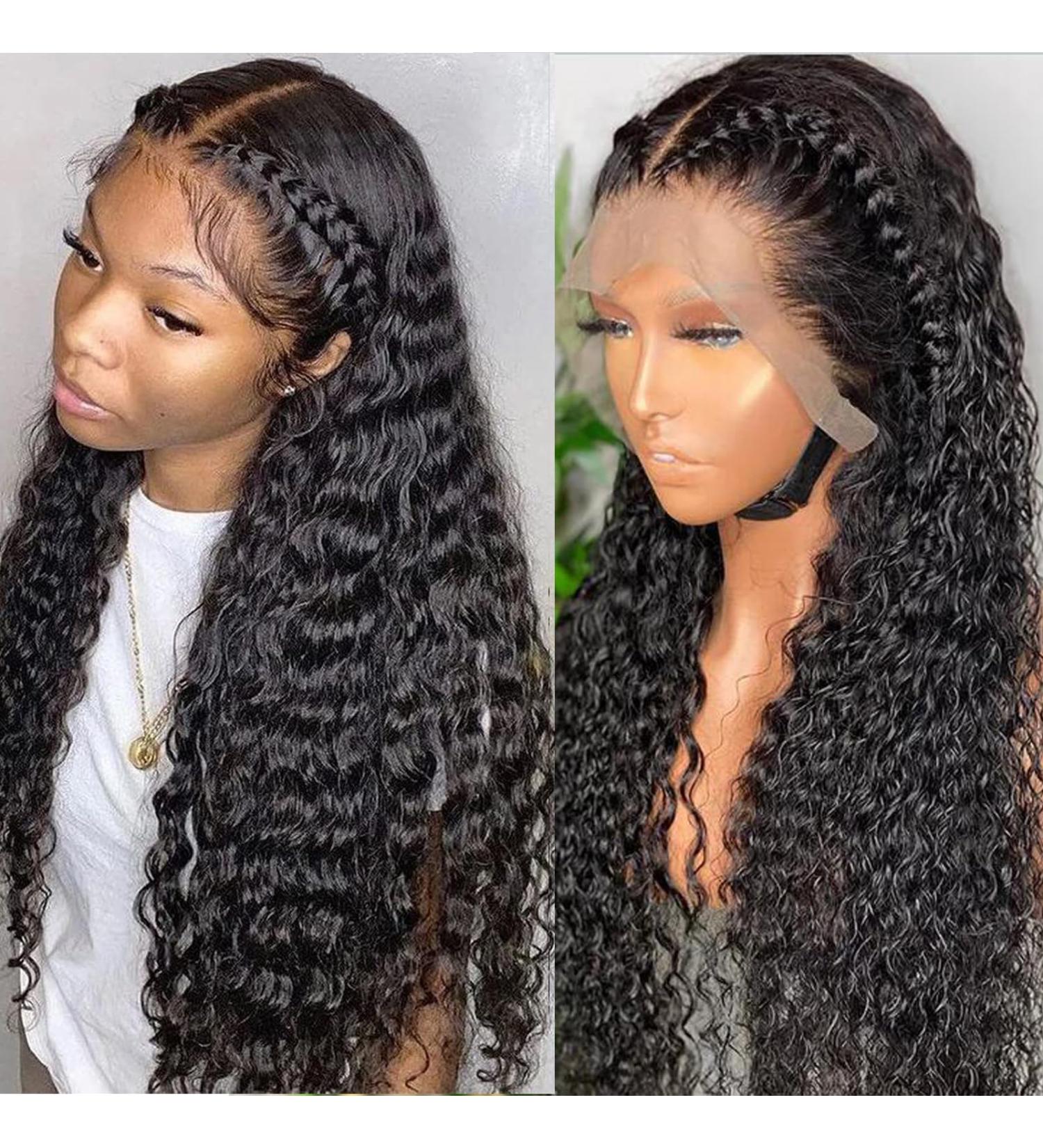 24 Inch Water Wave HD Lace Front Wig | 180 Density Brazilian Virgin Human Hair | Pre Plucked Transparent Lace | Glueless Curly Wig for Black Women - Buy Online on GoSupps.com