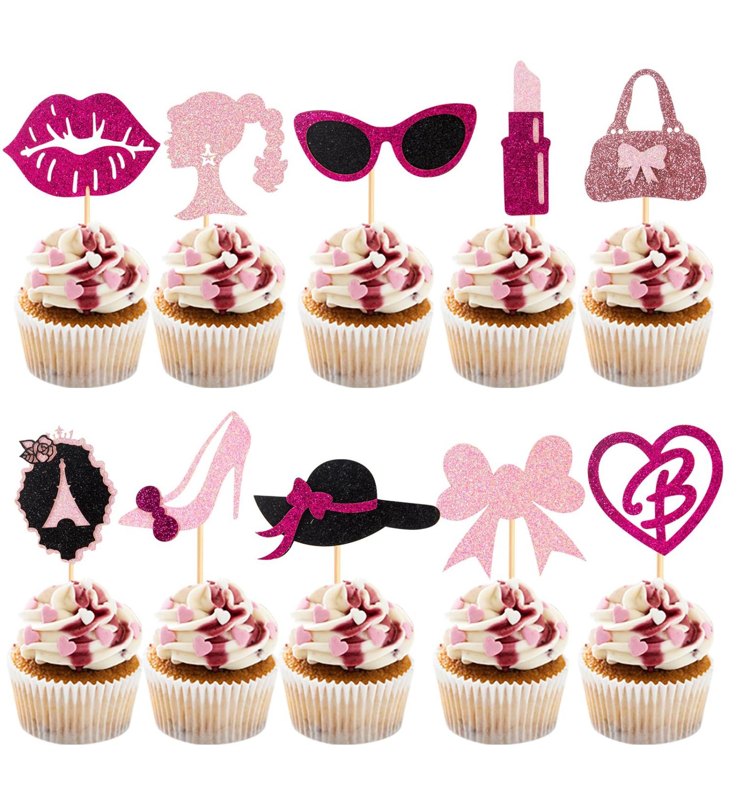 60Pcs Princess Cupcake Toppers Pink Glitter Girl Cupcake Picks High Heel Lips For Princess Theme Baby Shower Decorations Wedding Anniversary Girl Birthday Party Supplies Style3 Color02 - Buy Online on GoSupps.com