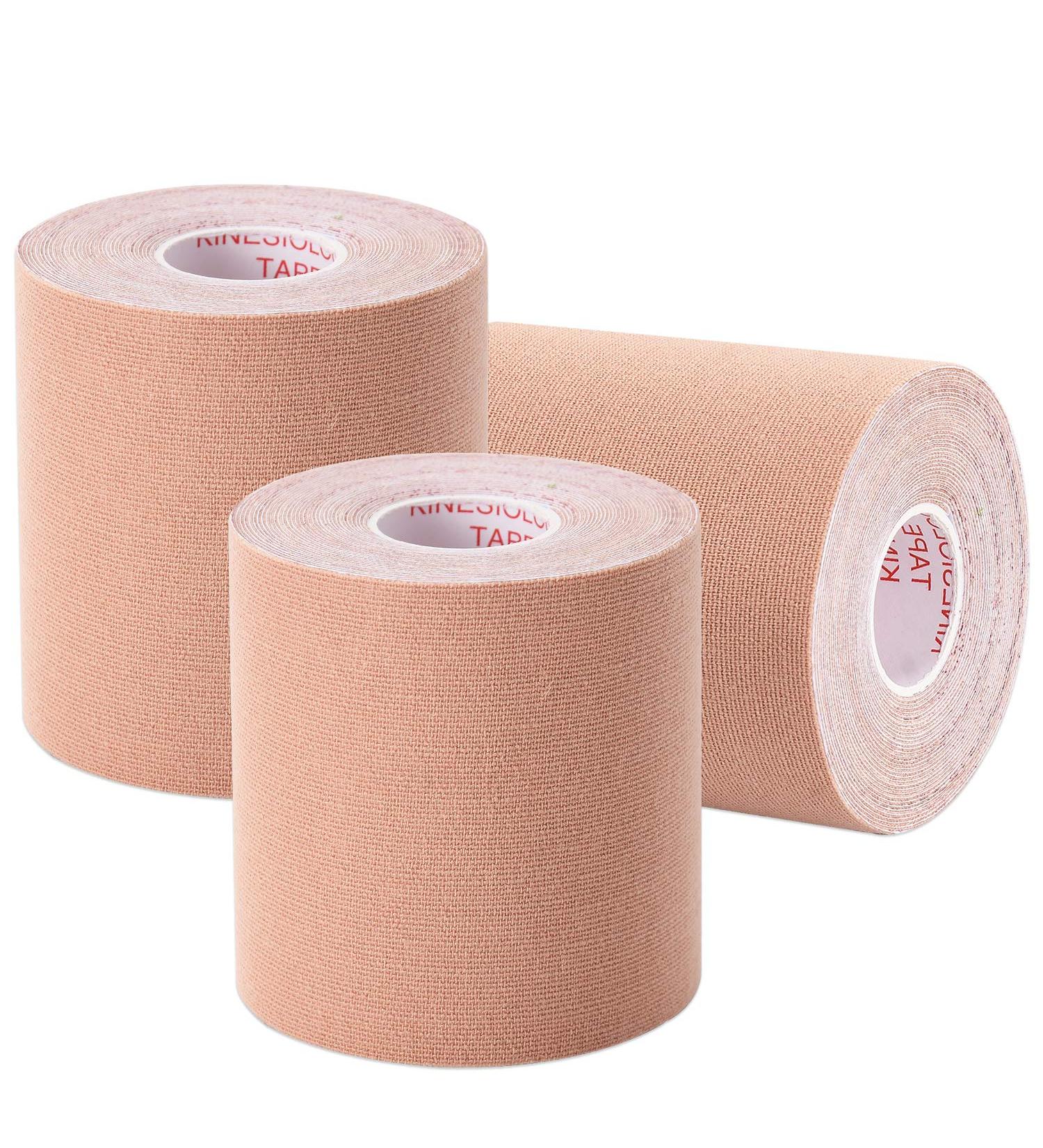 Gstream 3 Pack Tan Kinesiology Tape | Water Resistant Adhesive Sport Tape for Muscle Support | Pain Relief | Latex Free Cotton Elastic Tape for Joints | 3in x 5.5yd - Buy Online on GoSupps.com