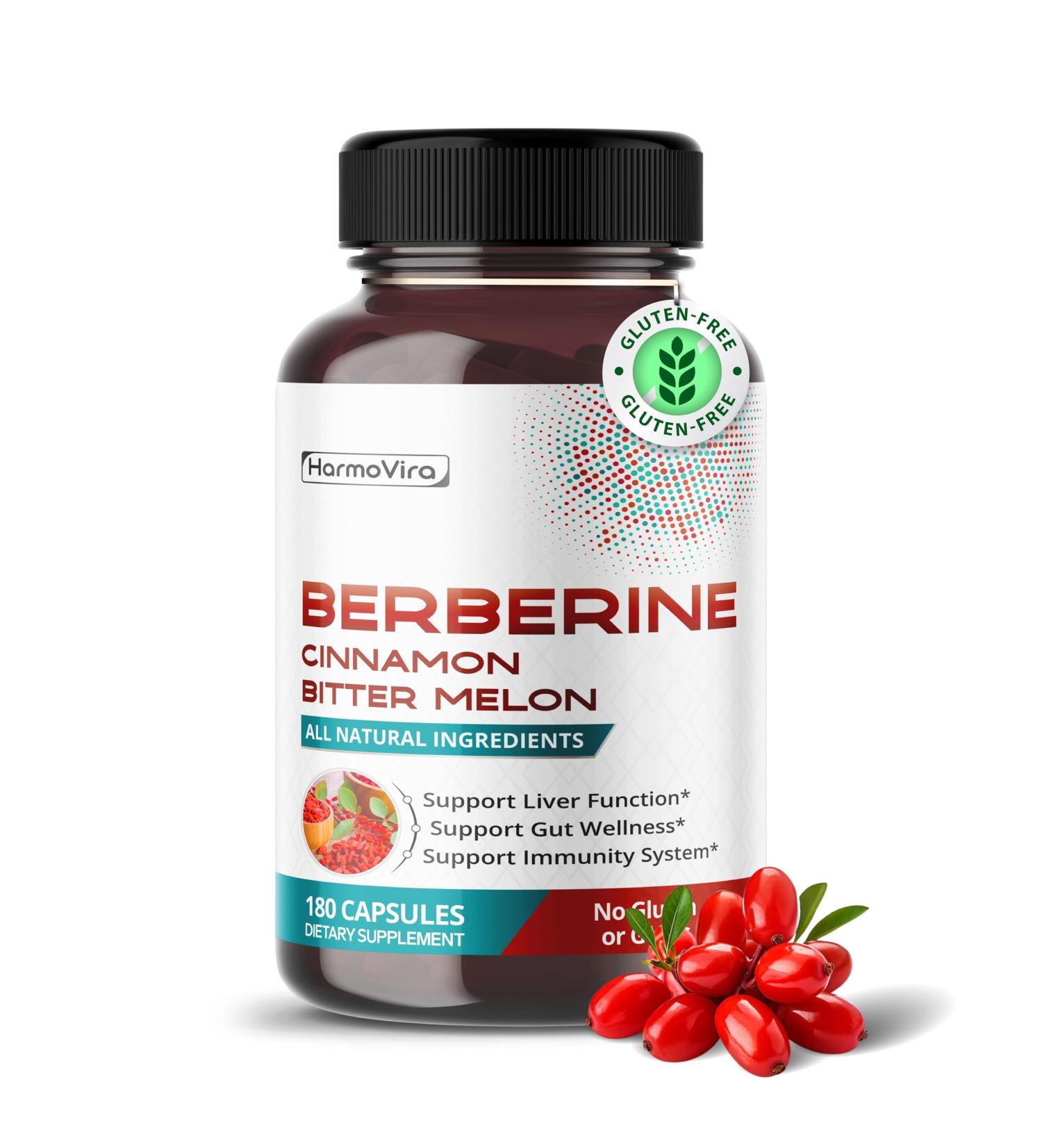 Liposomal Berberine with Cinnamon Bitter Melon & Natural Herbal Blend Supports Liver Function Gut Wellness & Immune System 180 Capsules 60 count (pack of 2) - Buy Online on GoSupps.com