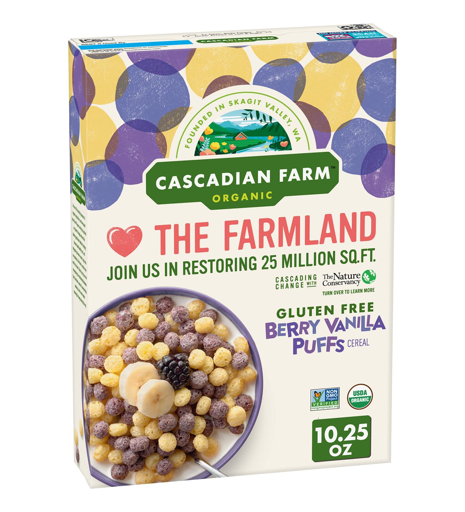 Cascadian Farm Organic Berry Vanilla Puffs Cereal - Gluten Free 10.25 oz - Buy Online on GoSupps.com