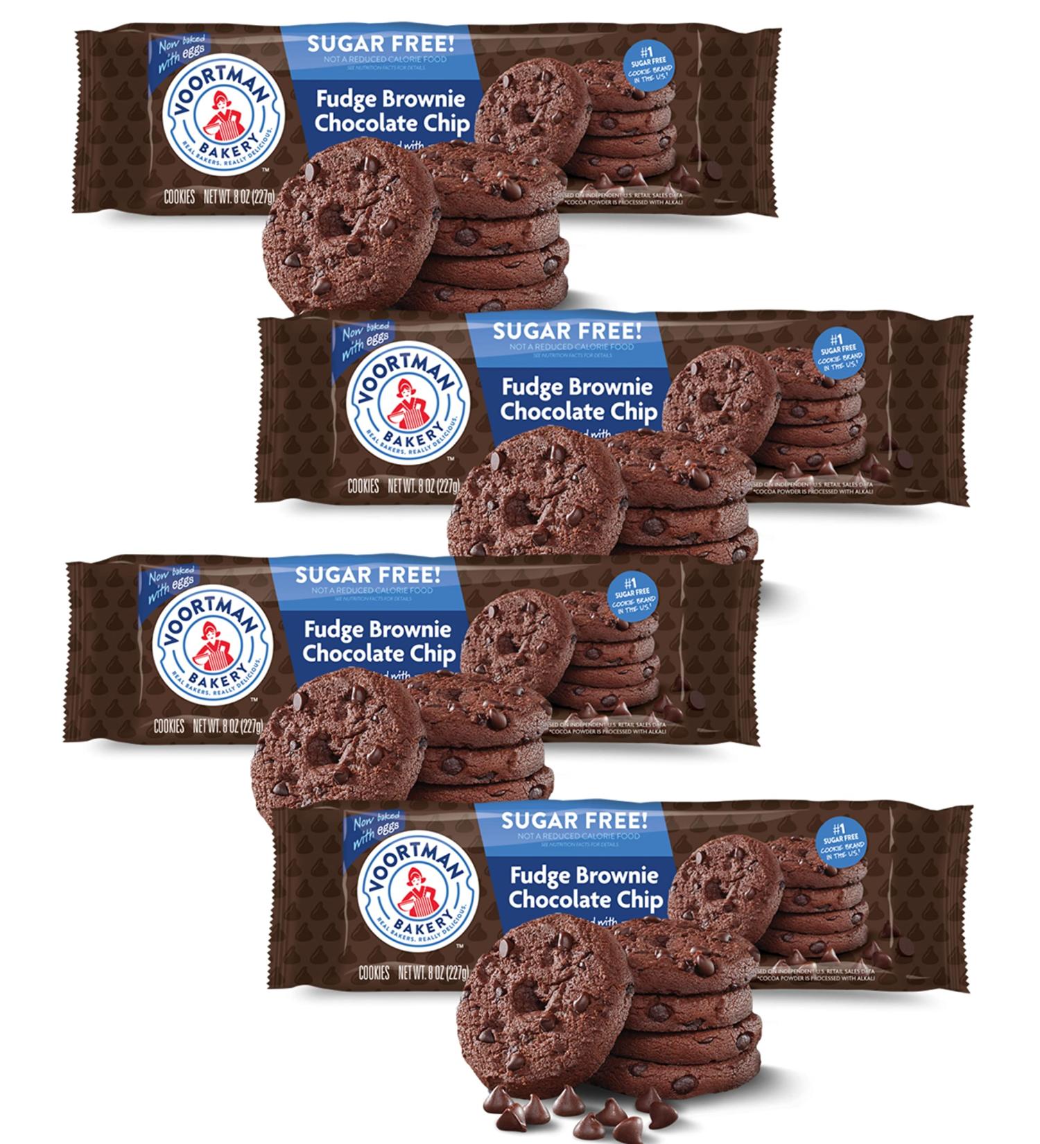 Voortman Sugar Free Fudge Brownie Chocolate Chip Cookies (Pack of 4) - Baked with Real Cocoa | #1 in U.S - Buy Online on GoSupps.com