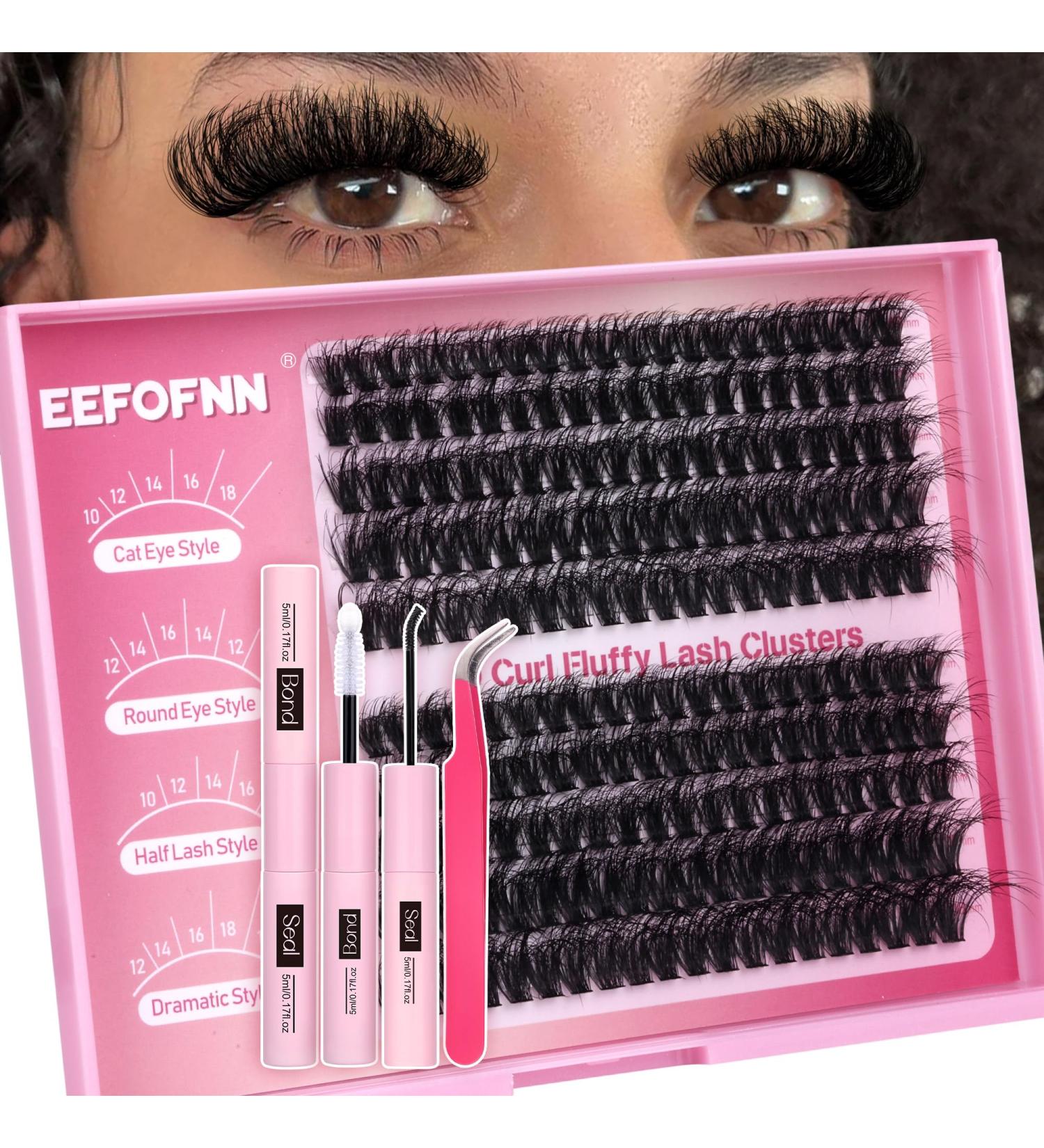 Eefofnn DIY Fluffy Mink Lash Extension Kit - 50D Eyelash Clusters Natural Volume Bond & Seal Tweezers 10-18MM Perfect for Beautiful Lashes - International Shipping Available - Buy Online on GoSupps.com