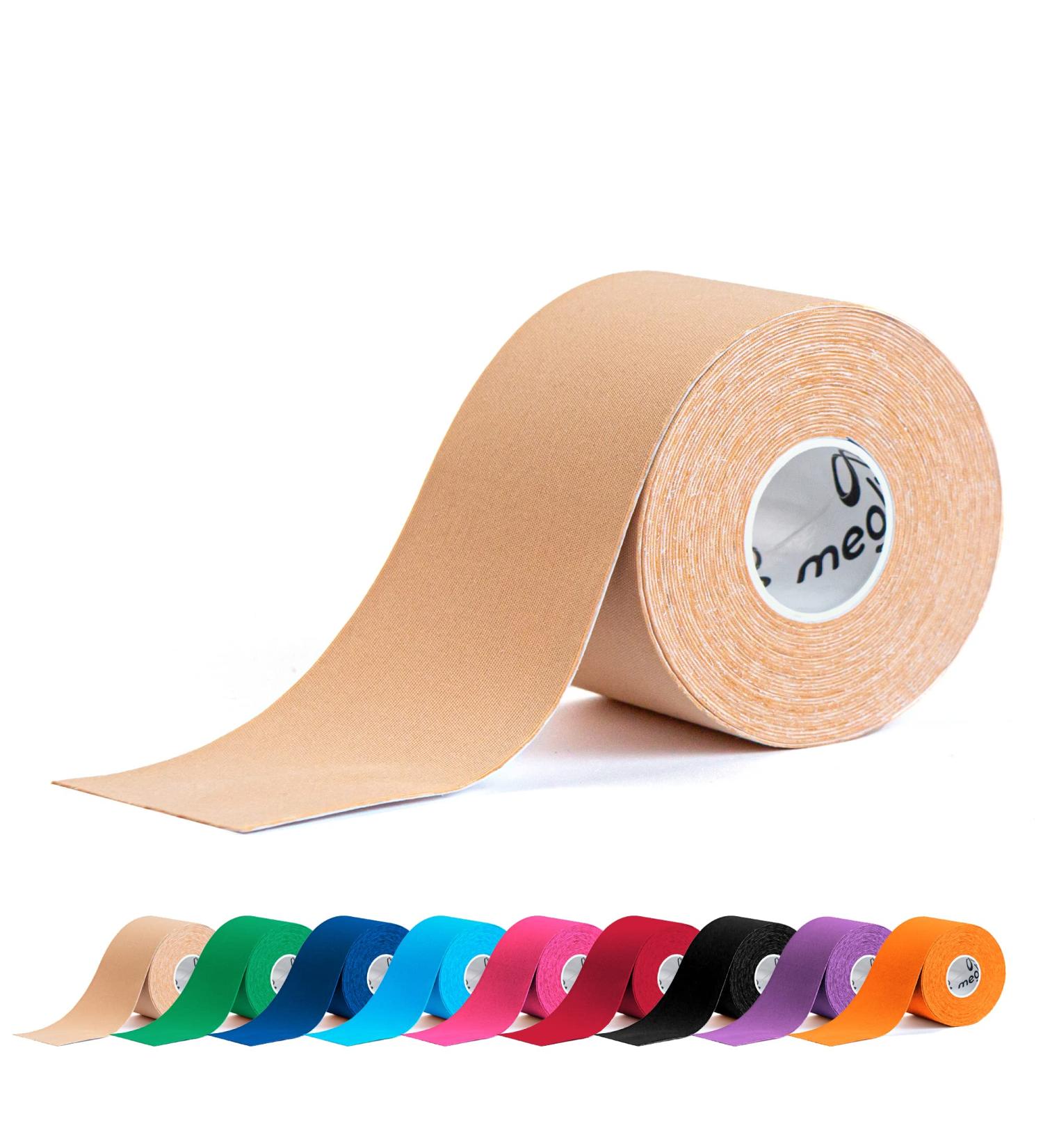 Meglio Kinesiology Tape - Uncut 5 Metre Roll | Therapeutic & Hypoallergenic Support for Muscle & Sports Injury Recovery | Breathable, Waterproof & Long Lasting Adhesive - Beige - Buy Online on GoSupps.com