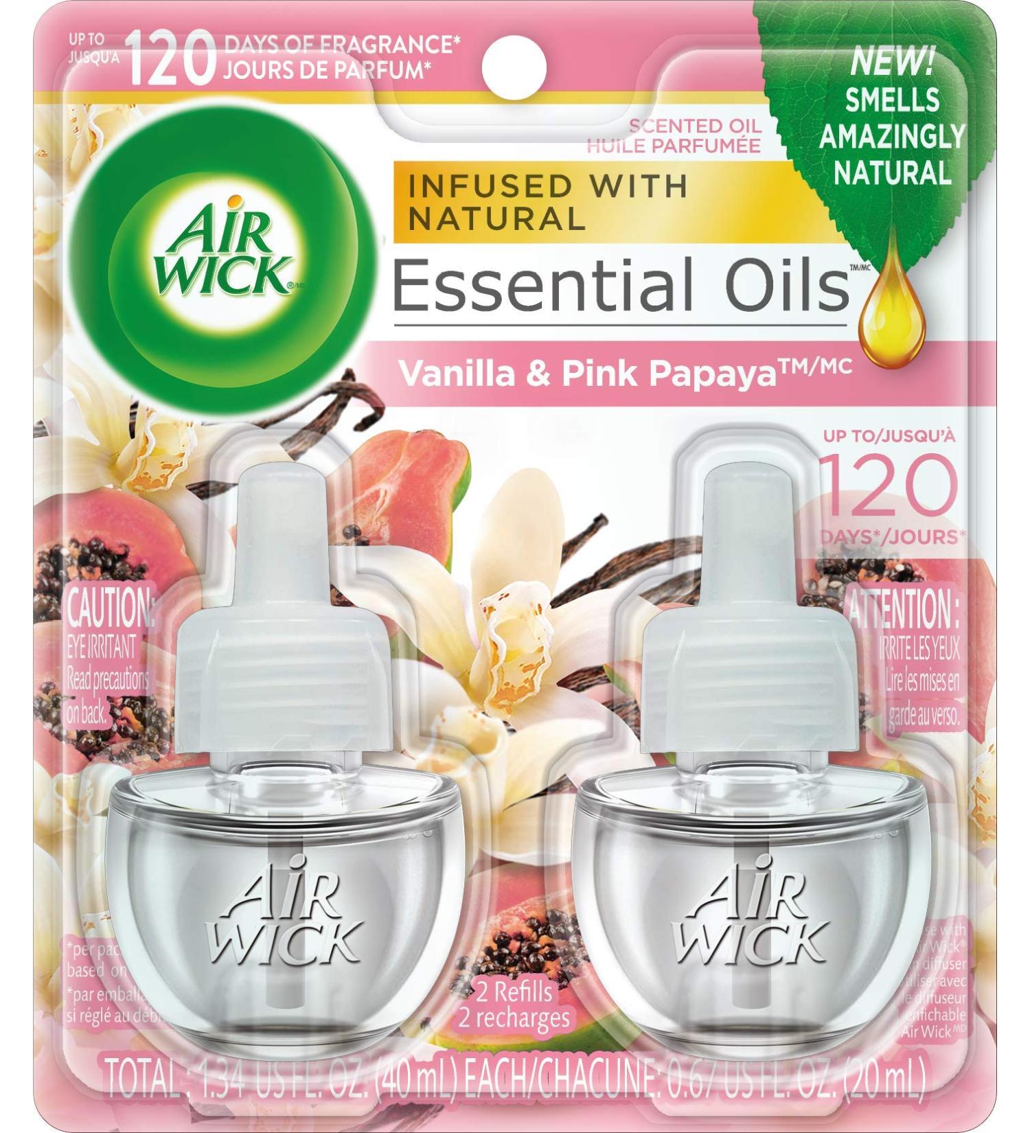 Air Wick Plug-in Scented Oil Refill - 2 ct Vanilla & Pink Papaya | Essential Oils Air Freshener for International Shipping - Buy Online on GoSupps.com