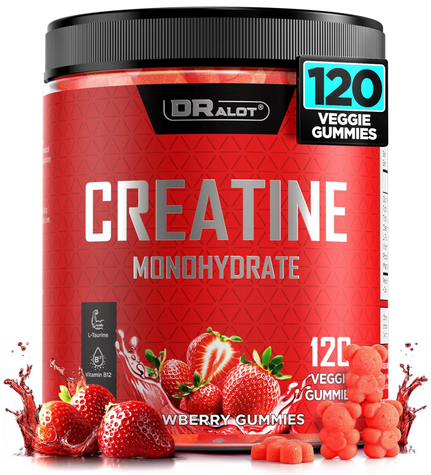 99.99% Creatine Monohydrate Gummies More 15% Strength 5X Energy & Muscle Support Pre-Workout Complex Creatine for Women & Men with 5000mg Creatine L-Taurine B12 Mg & K 0 Sugar Vegan Strawberry 120 Count (Pack of 1) - Buy Online on GoSupps.com