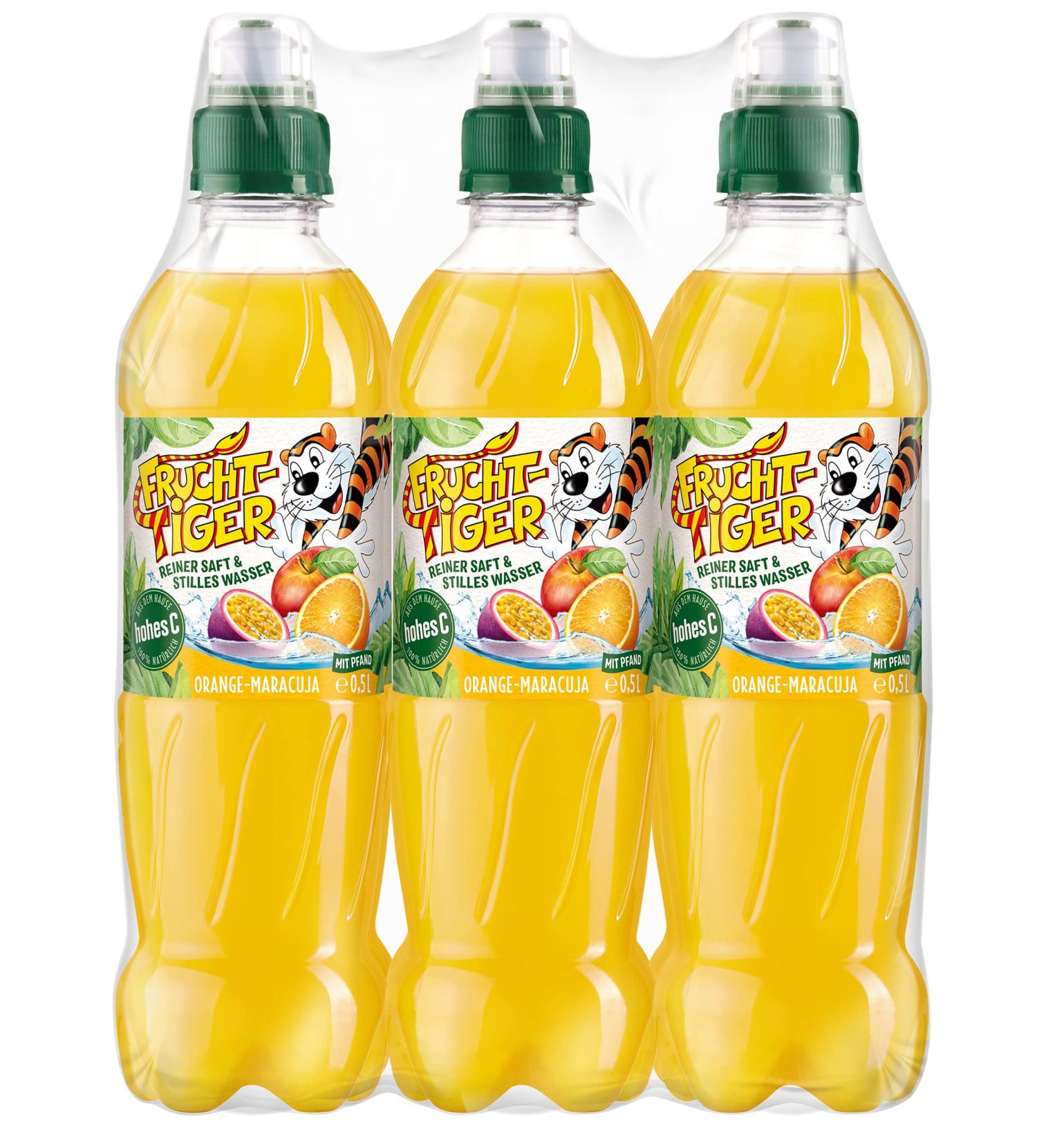 FruchtTiger Orange-Passion Fruit Juice - Pack of 6 (6 x 500ml) | International Shipping Available - Buy Online on GoSupps.com