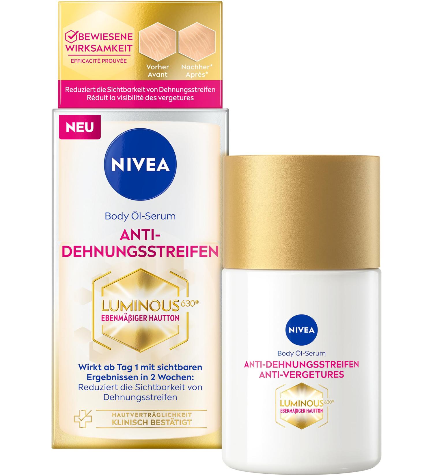 NIVEA Luminous630 Body Oil Serum - Reduces Stretch Marks 48h Moisture 100ml - Buy Online for International Shipping - Buy Online on GoSupps.com